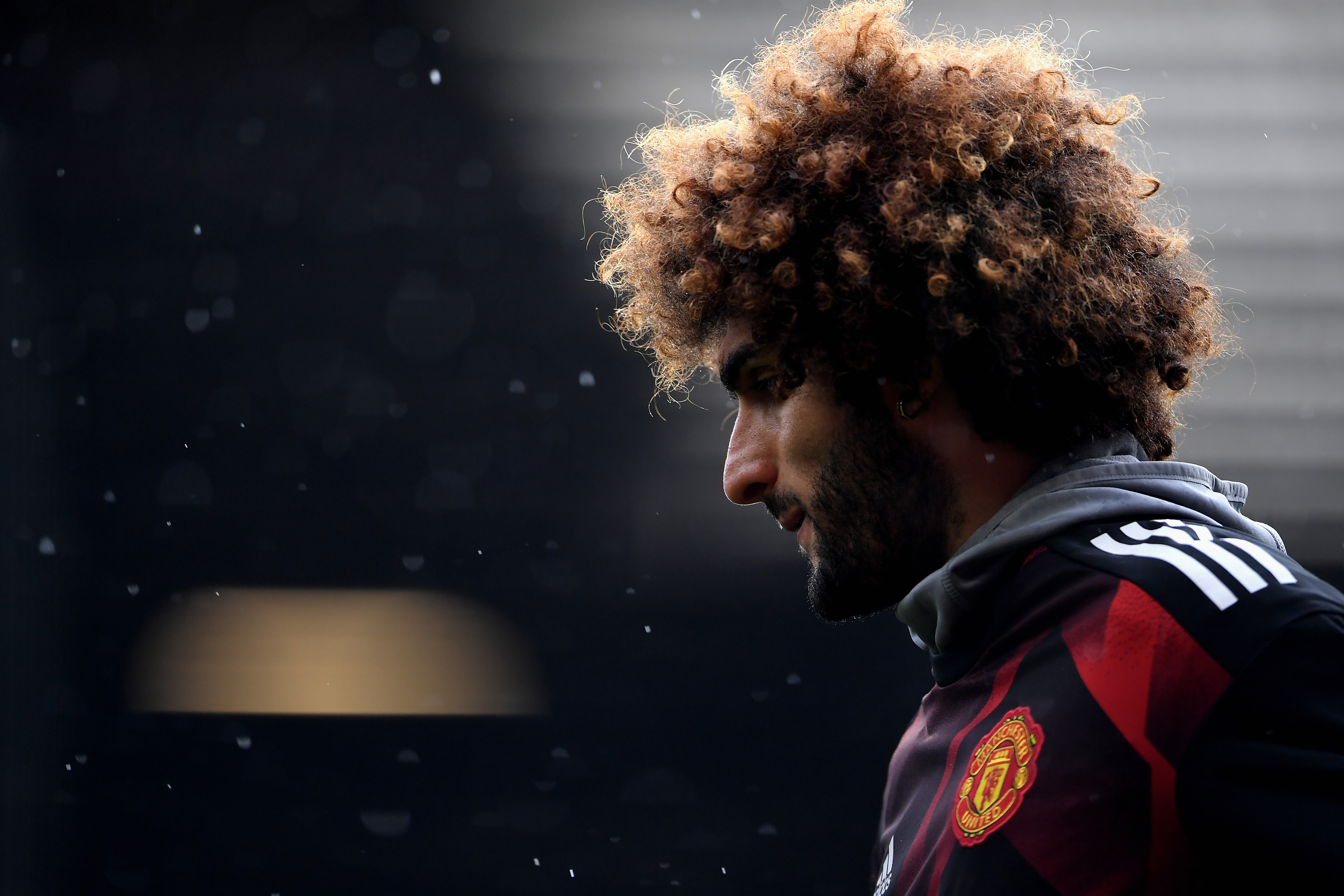 MANCHESTER, ENGLAND - SEPTEMBER 30: Marouane Fellaini of Manchester United warms up prior to the Premier League match between Manchester United and Crystal Palace at Old Trafford on September 30, 2017 in Manchester, England.  (Photo by Laurence Griffiths/Getty Images)