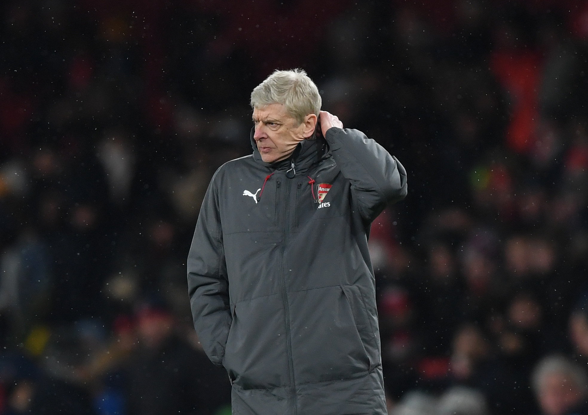 LONDON, ENGLAND - MARCH 01:  Arsene Wenger of Arsenal looks on during the Premier League match between Arsenal and Manchester City at Emirates Stadium on March 1, 2018 in London, England.  (Photo by Shaun Botterill/Getty Images)