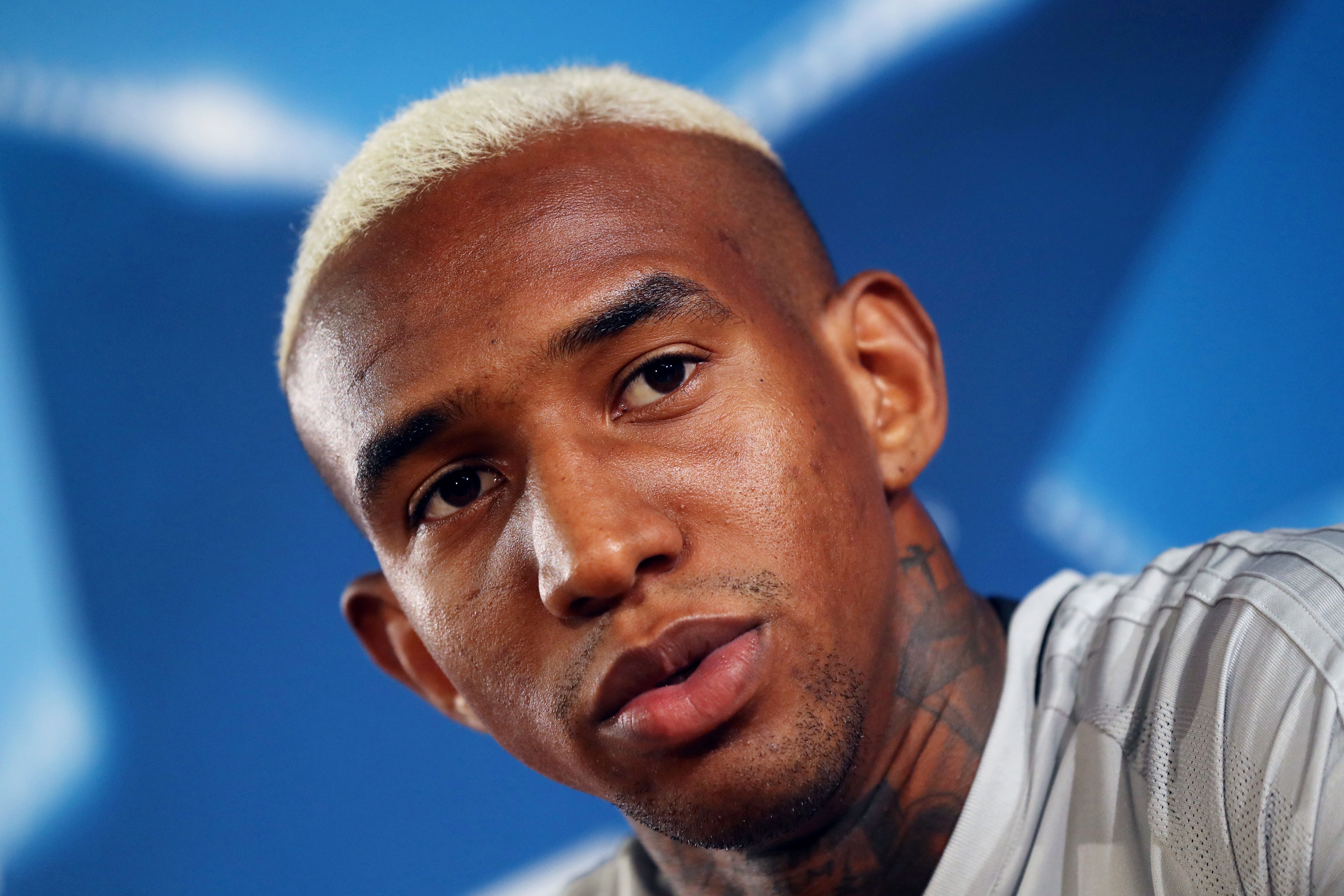 Besiktas' Brazilian forward Anderson Talisca speaks during a press conference on October 16, 2017, at the Louis II Stadium in Monaco, on the eve of the UEFA Champions League football match between Monaco and Besiktas. / AFP PHOTO / VALERY HACHE        (Photo credit should read VALERY HACHE/AFP/Getty Images)