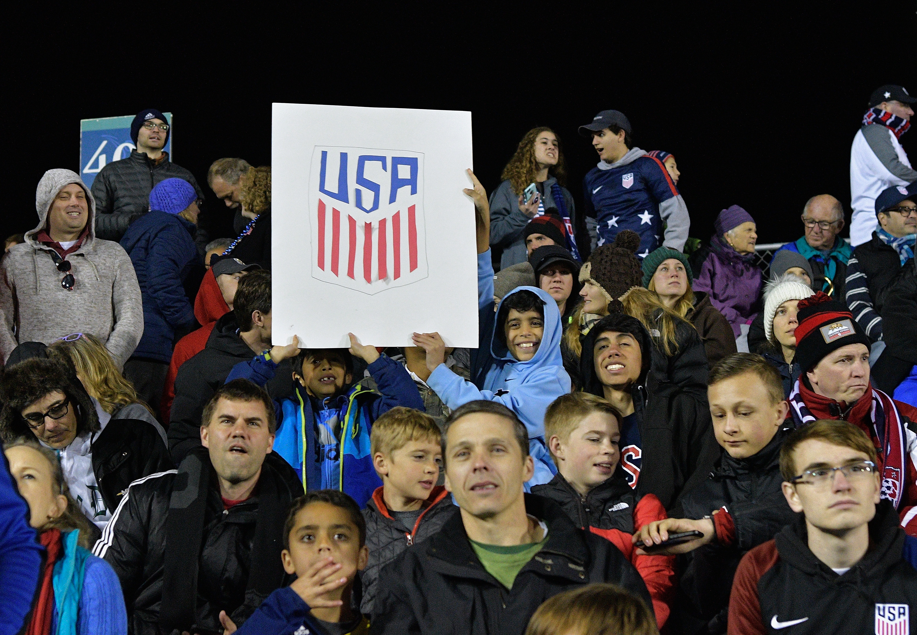 CARY, NC - MARCH 27:  Fans cheer during the game between the United States and Paraguay at WakeMed Soccer Park on March 27, 2018 in Cary, North Carolina. The United States won 1-0.  (Photo by Grant Halverson/Getty Images)