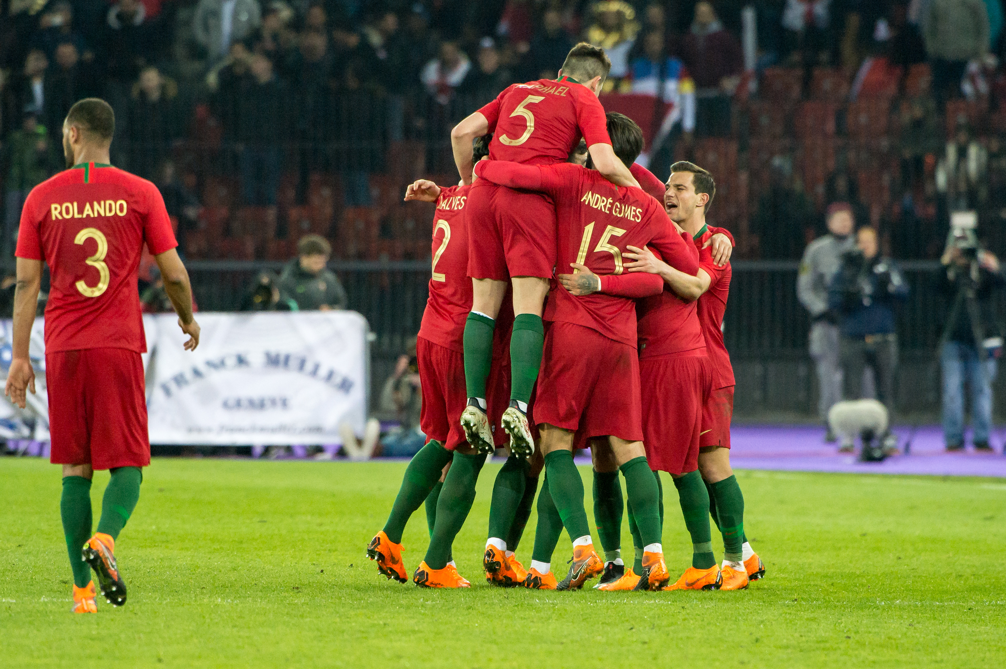 ZURICH, SWITZERLAND - MARCH 23: Team Portugal celebrates the second goal during the International Friendly between Portugal and Egypt at the Letzigrund Stadium on March 23, 2018 in Zurich, Switzerland. (Photo by Robert Hradil/Getty Images)