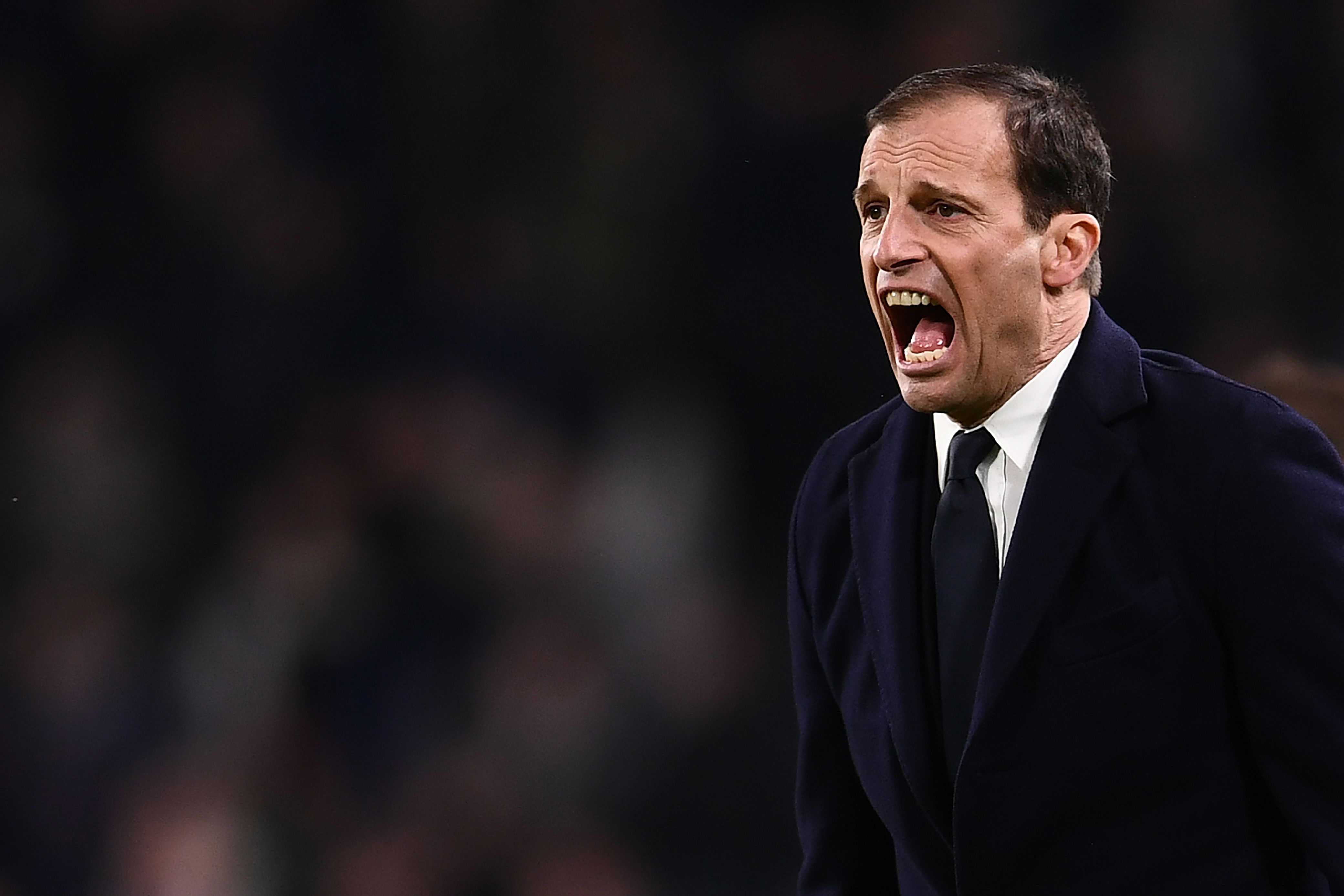Juventus' Italian coach Massimiliano Allegri shouts during the Italian Serie A football match between Juventus and Atalanta on March 14, 2018 at the Allianz Stadium in Turin. / AFP PHOTO / MARCO BERTORELLO        (Photo credit should read MARCO BERTORELLO/AFP/Getty Images)