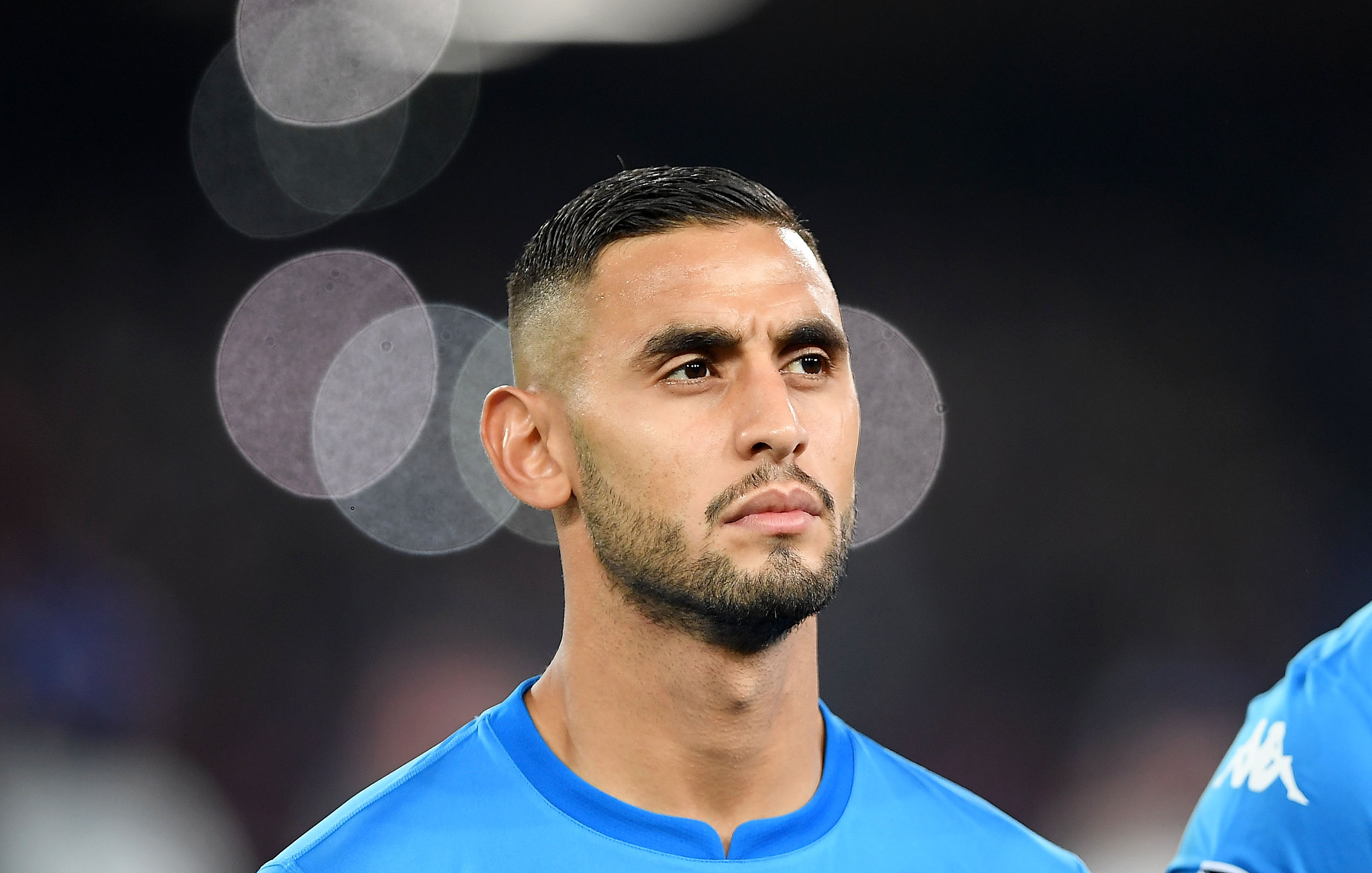 NAPLES, ITALY - NOVEMBER 01: Faouzi Ghoulam of SSC Napoli line up before the UEFA Champions League group F match between SSC Napoli and Manchester City at Stadio San Paolo on November 1, 2017 in Naples, Italy.  (Photo by Francesco Pecoraro/Getty Images)