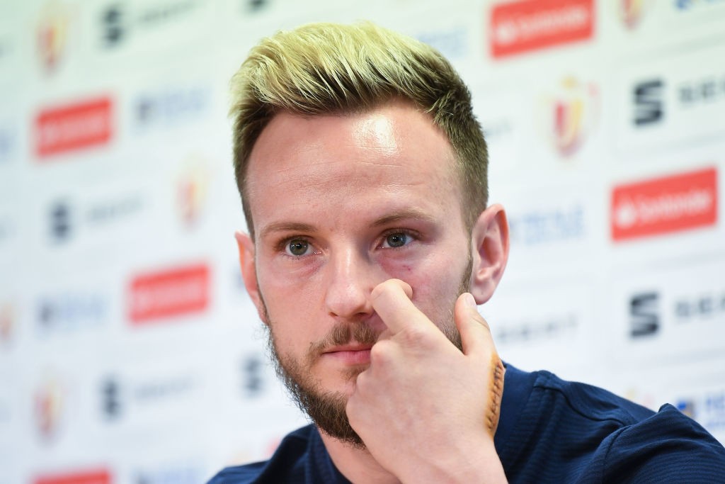 BARCELONA, SPAIN - APRIL 20: Ivan Rakitic of FC Barcelona faces the media during a press conference ahead of the Spanish Copa del Rey Final match at the Ciutat Esportiva de Sant Joan Despi on April 20, 2018 in Barcelona, Spain. (Photo by David Ramos/Getty Images)