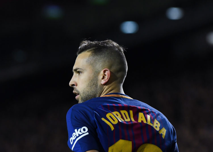 VALENCIA, SPAIN - NOVEMBER 26:  Jordi Alba of FC Barcelona looks on during the La Liga match between Valencia and Barcelona at Mestalla stadium on November 26, 2017 in Valencia, Spain.  (Photo by David Ramos/Getty Images)