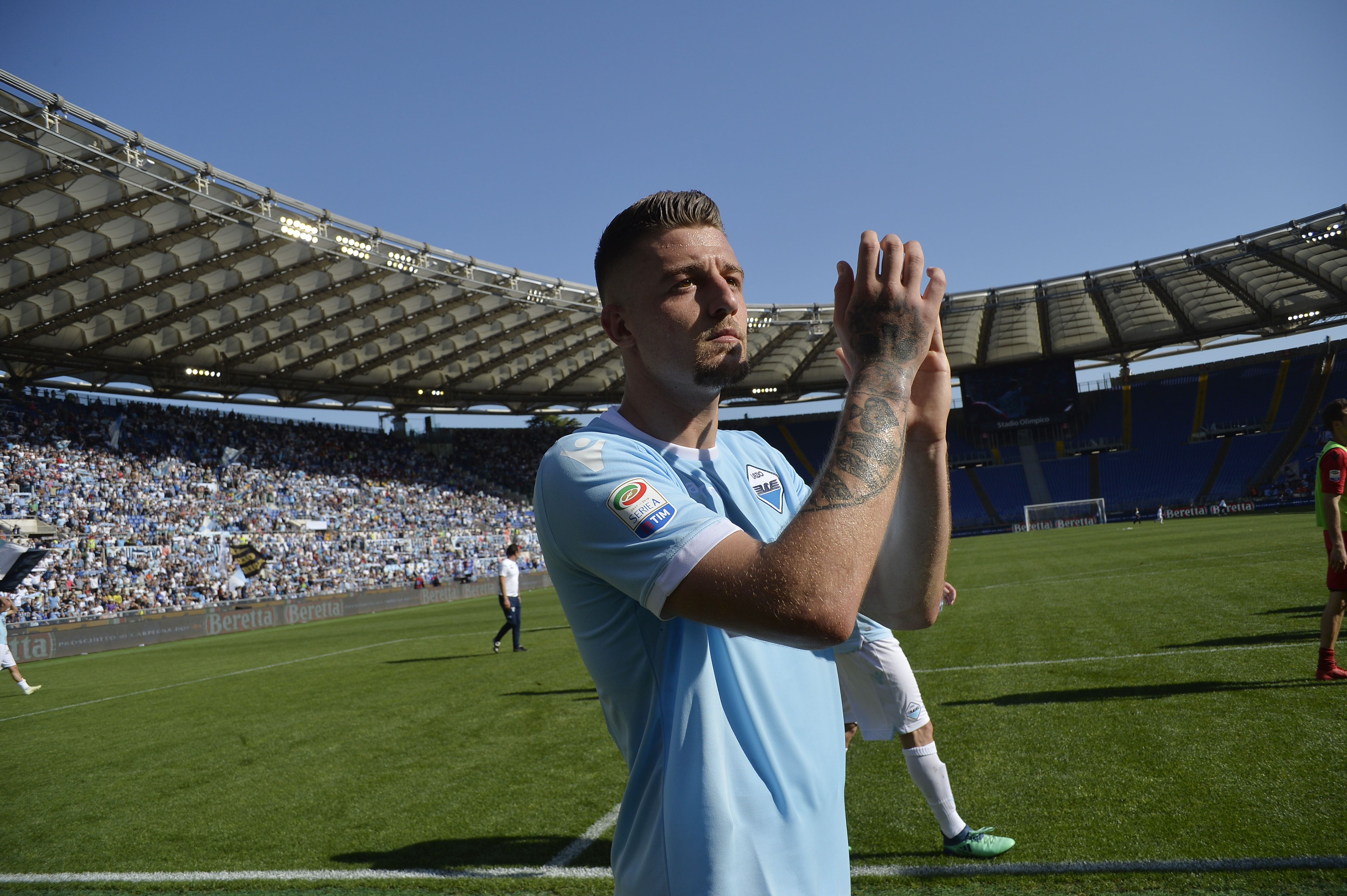 ROME, ROME - APRIL 22:  Sergej Milinkovic Savic of SS Lazio celebrates a winner game after the serie A match between SS Lazio and UC Sampdoria at Stadio Olimpico on April 22, 2018 in Rome, Italy.  (Photo by Marco Rosi/Getty Images)