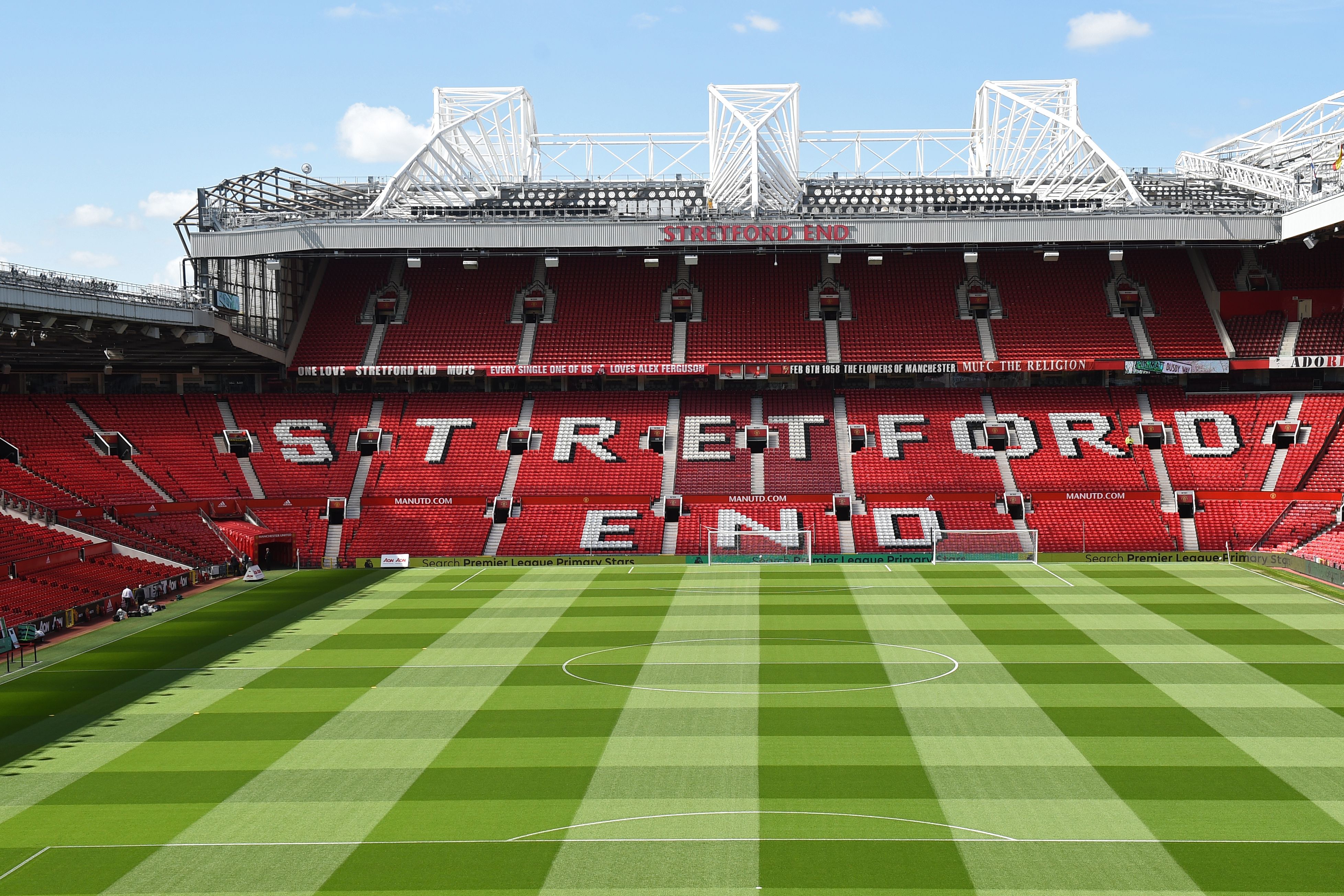 The Stretford End is pictured in the empty stadium on the last day of the football season ahead of the English Premier League football match between Manchester United and Watford at Old Trafford in Manchester, north west England, on May 13, 2018. (Photo by Oli SCARFF / AFP) / RESTRICTED TO EDITORIAL USE. No use with unauthorized audio, video, data, fixture lists, club/league logos or 'live' services. Online in-match use limited to 75 images, no video emulation. No use in betting, games or single club/league/player publications. /         (Photo credit should read OLI SCARFF/AFP/Getty Images)