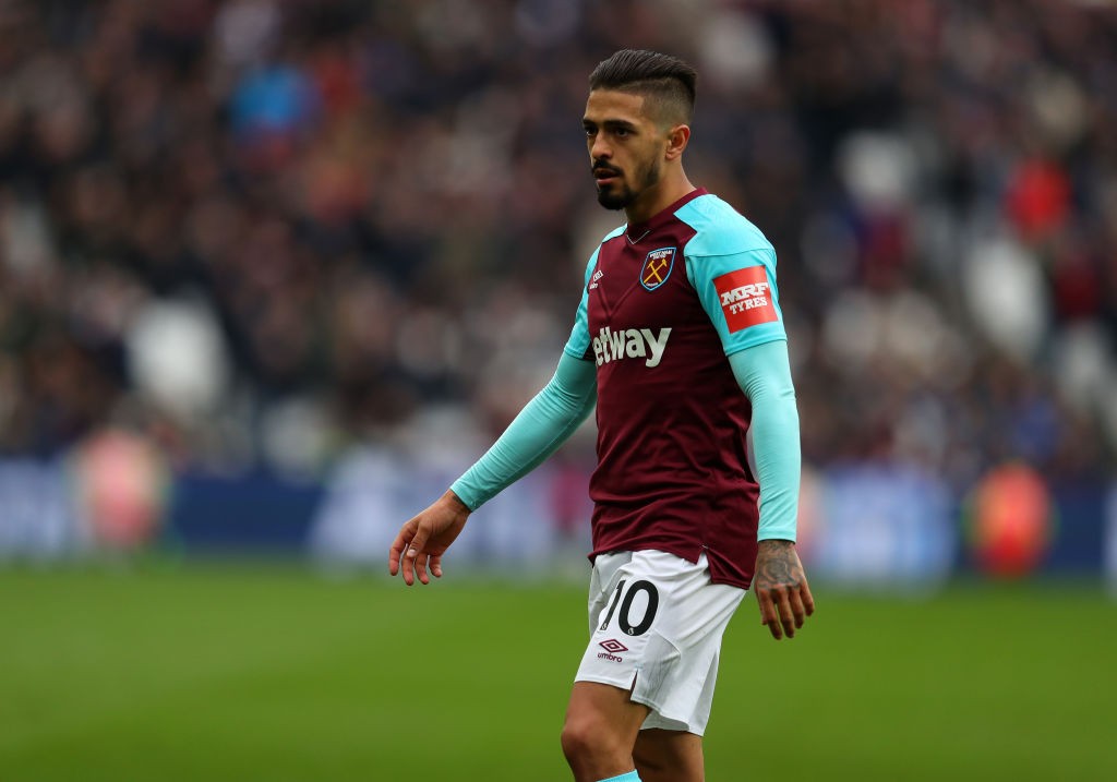 LONDON, ENGLAND - APRIL 29: Manuel Lanzini of West Ham United during the Premier League match between West Ham United and Manchester City at London Stadium on April 29, 2018 in London, England. (Photo by Catherine Ivill/Getty Images)