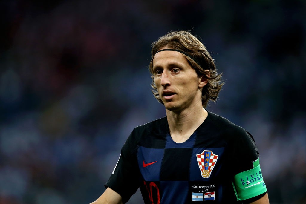 NIZHNY NOVGOROD, RUSSIA - JUNE 21: Luka Modric of Croatia looks on during the 2018 FIFA World Cup Russia group D match between Argentina and Croatia at Nizhny Novgorod Stadium on June 21, 2018 in Nizhny Novgorod, Russia. (Photo by Jan Kruger/Getty Images)