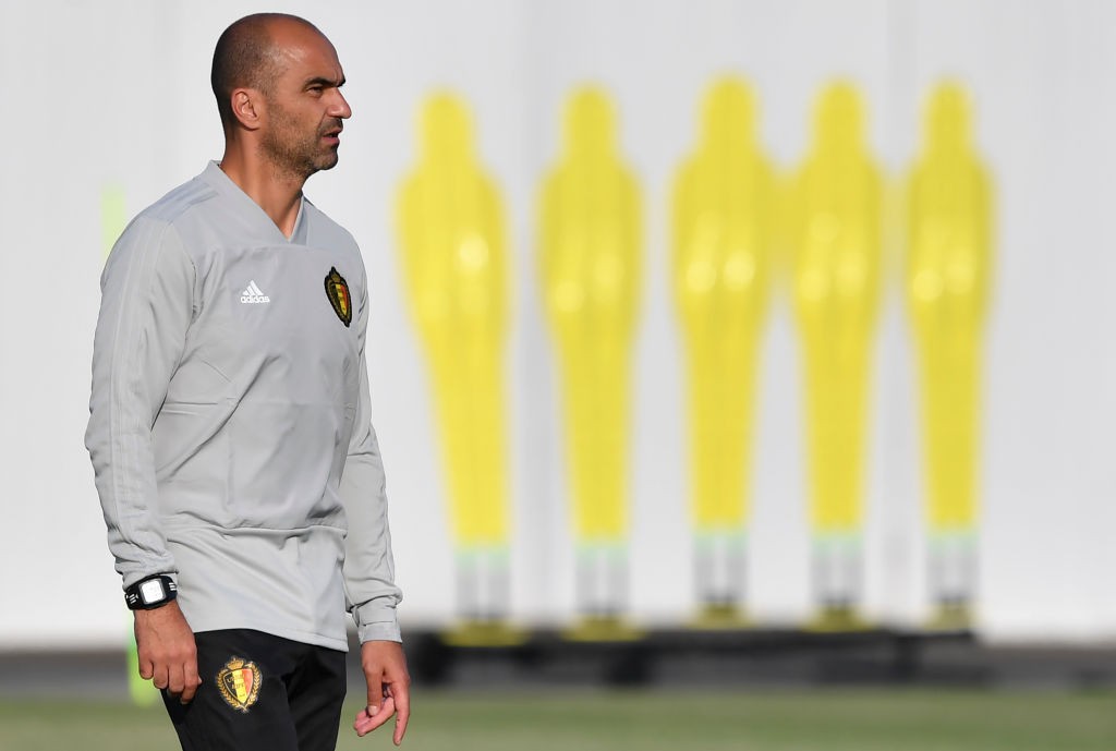 Belgium's coach Roberto Martinez leads a training session at the Olympic Park Arena in Sochi on June 17, 2018, on the eve of the Russia 2018 World Cup Group G football match between Belgium and Panama. (Photo by Nelson Almeida / AFP) (Photo credit should read NELSON ALMEIDA/AFP/Getty Images)