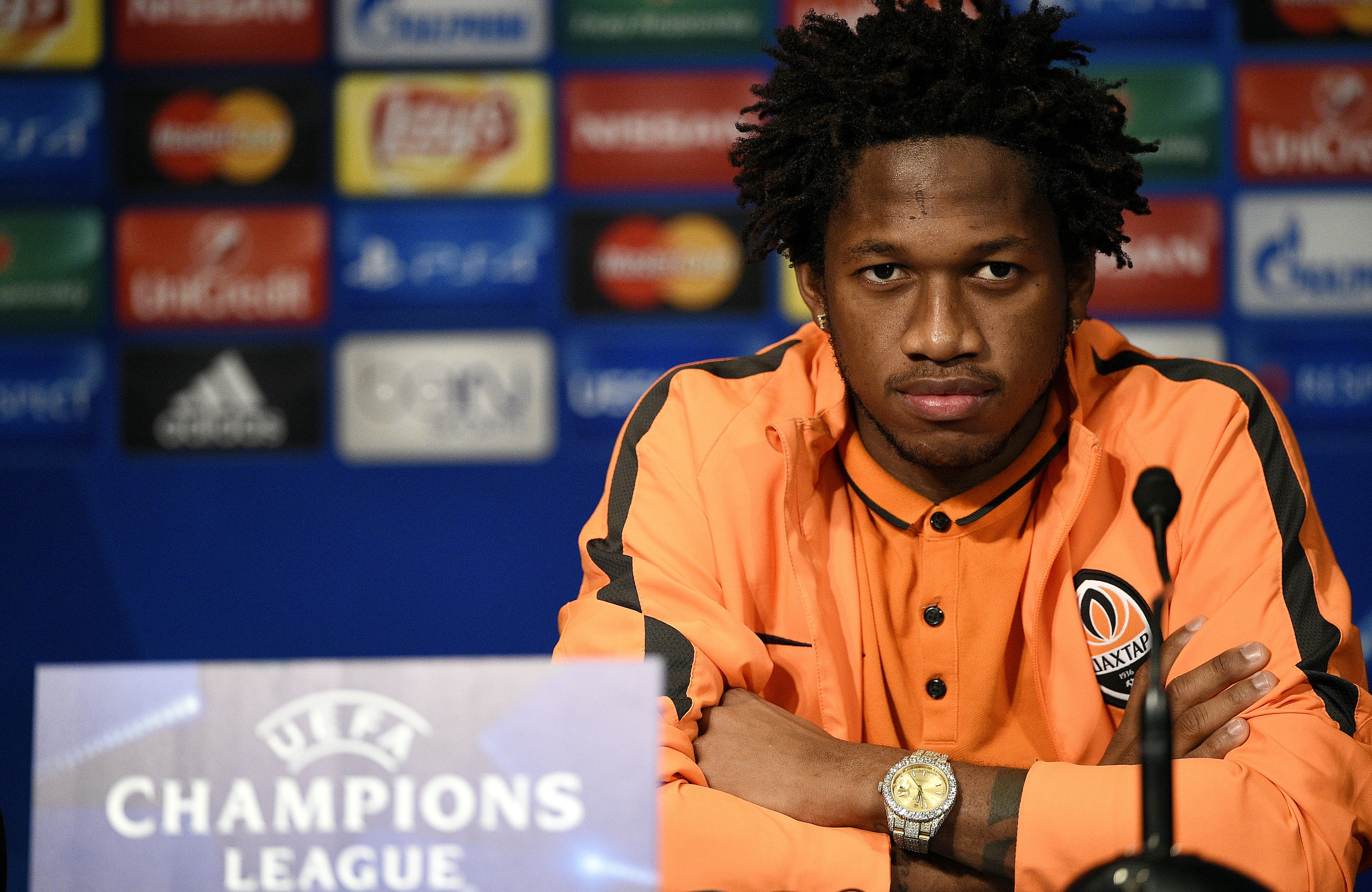 Shakhtar Donetsk's Brazilian midfielder Fred gives a press conference at the Parc des Princes stadium in Paris, on December 7, 2015, on the eve of the UEFA Champions League football match Shakhtar Donetsk against Paris Saint Germain (PSG).  / AFP PHOTO        (Photo credit should read FRANCK FIFE,PATRICIA DE MELO MOREIRA/AFP/Getty Images)