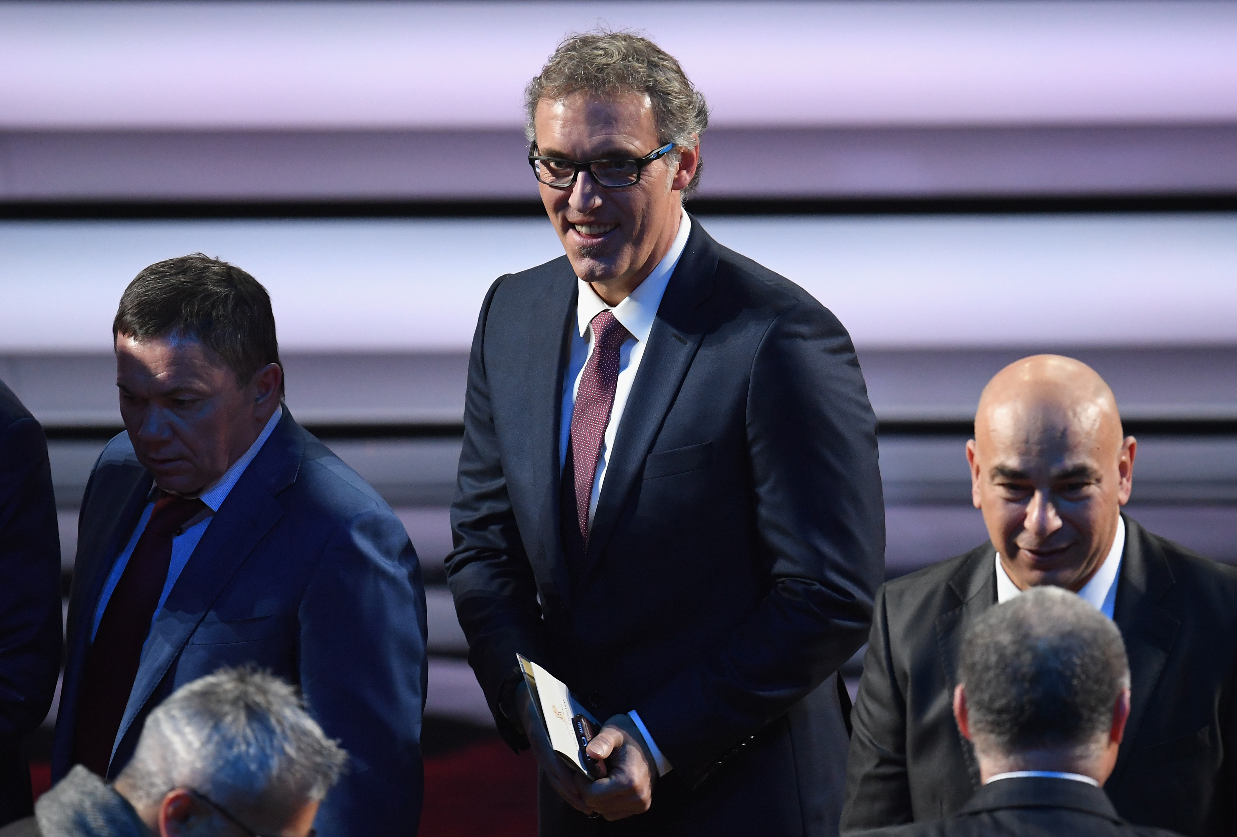 MOSCOW, RUSSIA - DECEMBER 01: Draw assistant, Laurent Blanc looks on during the Final Draw for the 2018 FIFA World Cup Russia at the State Kremlin Palace on December 1, 2017 in Moscow, Russia.  (Photo by Matthias Hangst/Bongarts/Getty Images)