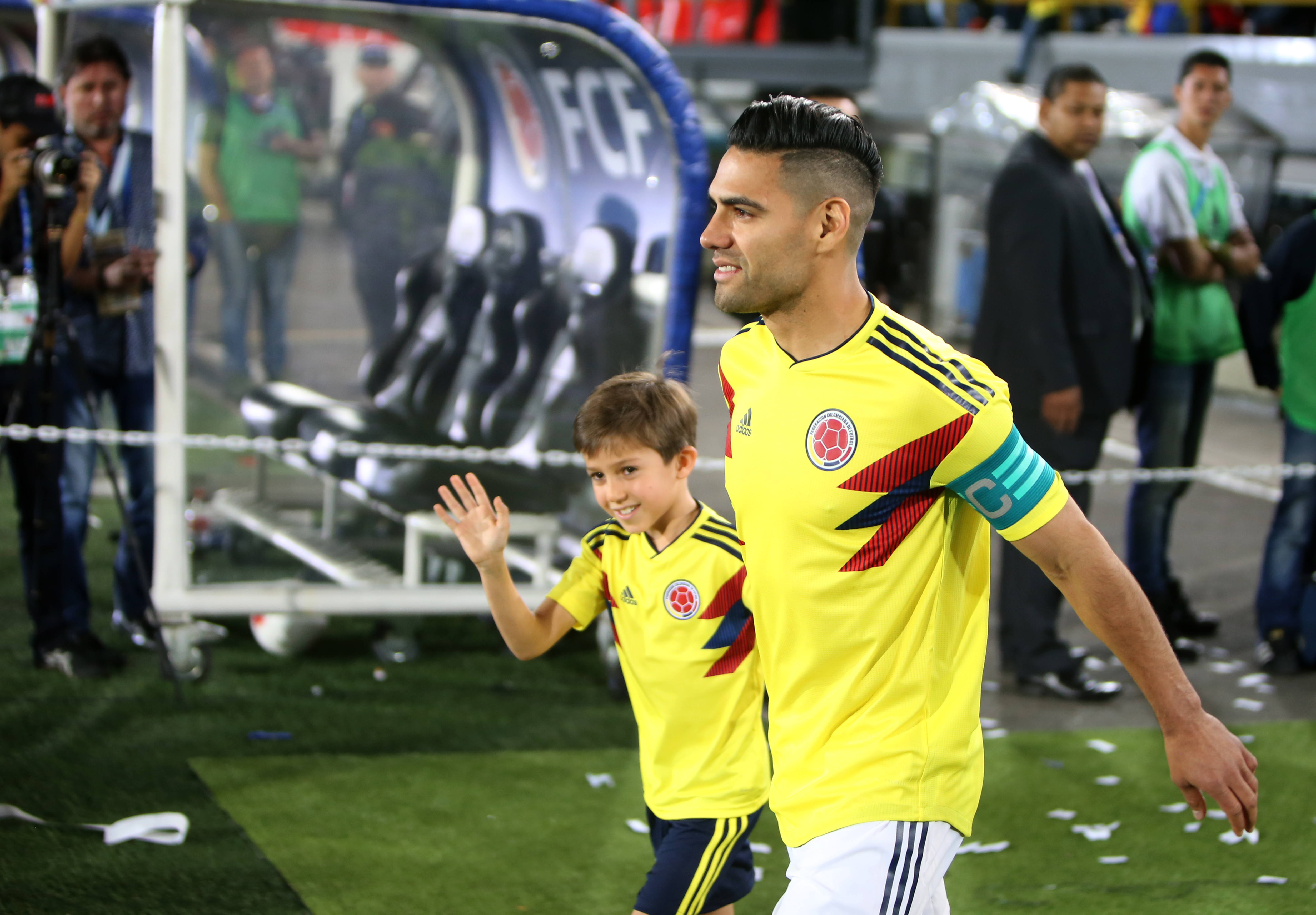 BOGOTA, COLOMBIA - MAY 25: Falcao Garcia of Colombia enters to the pitch during a training session open to the public as part of the preparation for FIFA World Cup Russia 2018 on May 25, 2018 in Bogota, Colombia. (Photo by Gabriel Aponte/Getty Images)