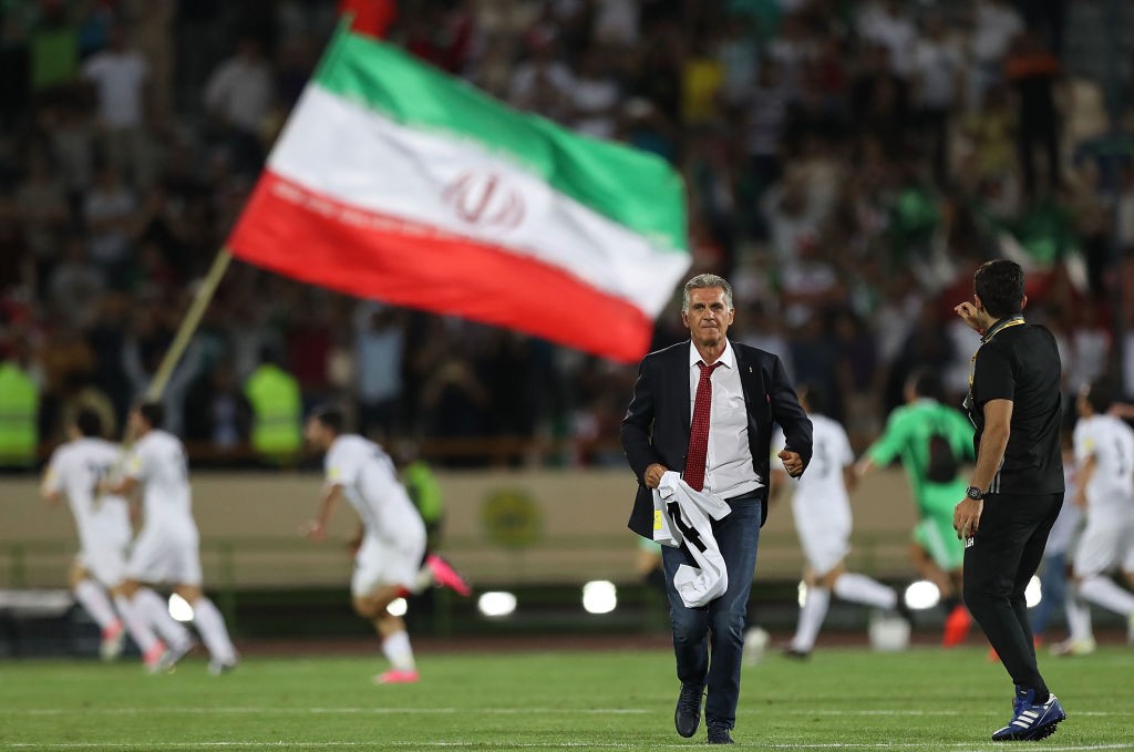 TEHRAN, IRAN - JUNE 12: Head coach Carlos Quieroz and players of Iran celebrate after the match during FIFA 2018 World Cup Qualifier match between Iran and Uzbekistan at Azadi Stadium on June 12, 2017 in Tehran, Iran. (Photo by Amin M. Jamali/Getty Images)