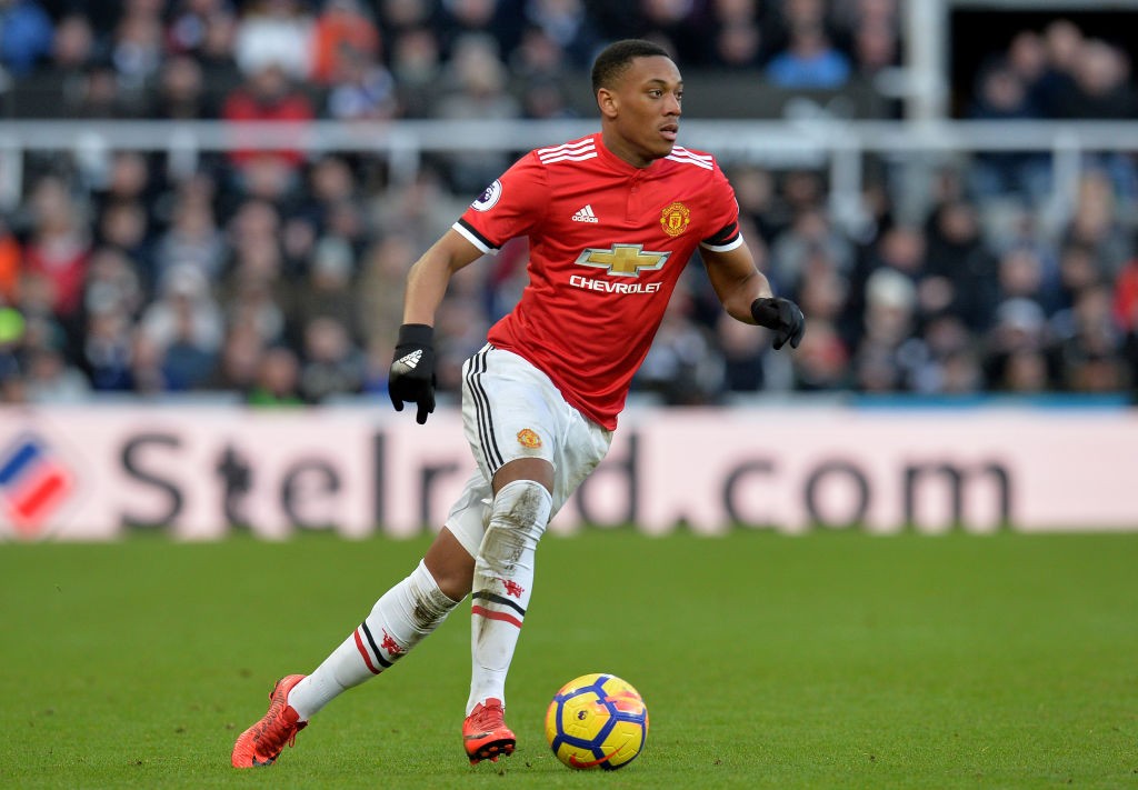 NEWCASTLE UPON TYNE, ENGLAND - FEBRUARY 11: Anthony Martial of Manchester United in action during the Premier League match between Newcastle United and Manchester United at St. James Park on February 10, 2018 in Newcastle upon Tyne, England. (Photo by Mark Runnacles/Getty Images)