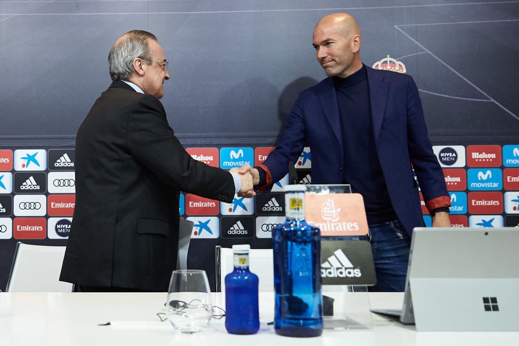 Florentino Perez managed to convince Zidane to return. (Photo by Gonzalo Arroyo Moreno/Getty Images)