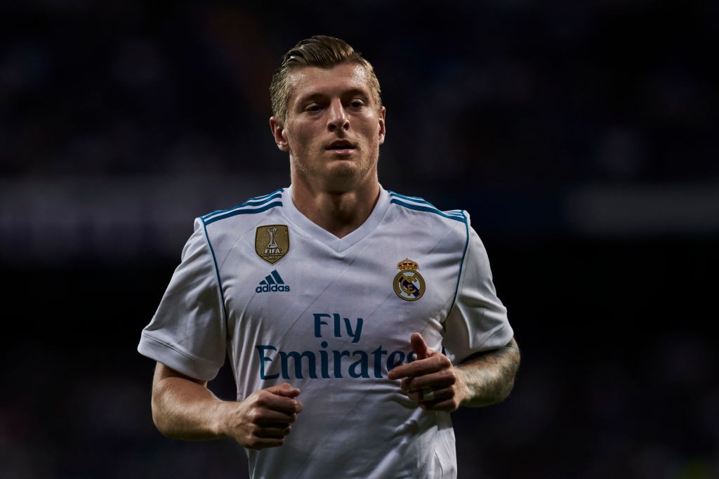 MADRID, SPAIN - APRIL 18: Toni Kroos of Real Madrid CF in action during the La Liga match between Real Madrid CF and Athletic Club de Bilbao at Estadio Santiago Bernabeu on April 18, 2018 in Madrid, Spain. (Photo by Gonzalo Arroyo Moreno/Getty Images) *** Local Caption *** Toni Kroos