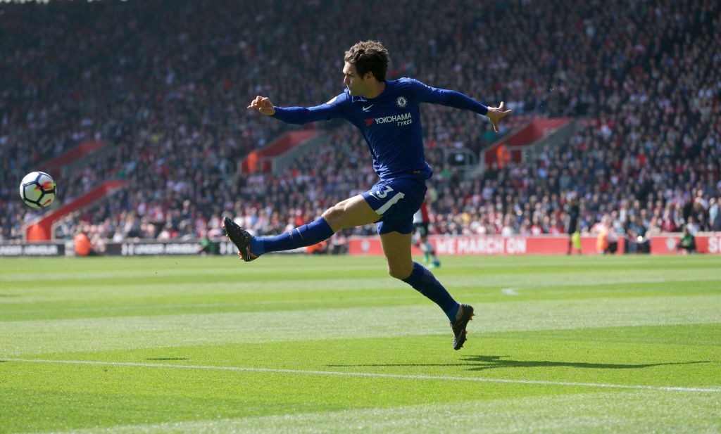 SOUTHAMPTON, ENGLAND - APRIL 14: Marcos Alonso of Chelsea during the Premier League match between Southampton and Chelsea at St Mary's Stadium on April 14, 2018 in Southampton, England. (Photo by Henry Browne/Getty Images) *** Local Caption *** Marcos Alonso