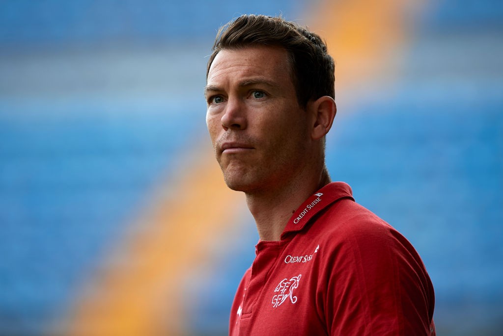 VILLAREAL, SPAIN - JUNE 03: Stephan Lichtsteiner of Switzerland looks on prior to the International Friendly match between Spain and Switzerland at Estadio de La Ceramica on June 3, 2018 in Villareal, Spain. (Photo by Manuel Queimadelos Alonso/Getty Images)