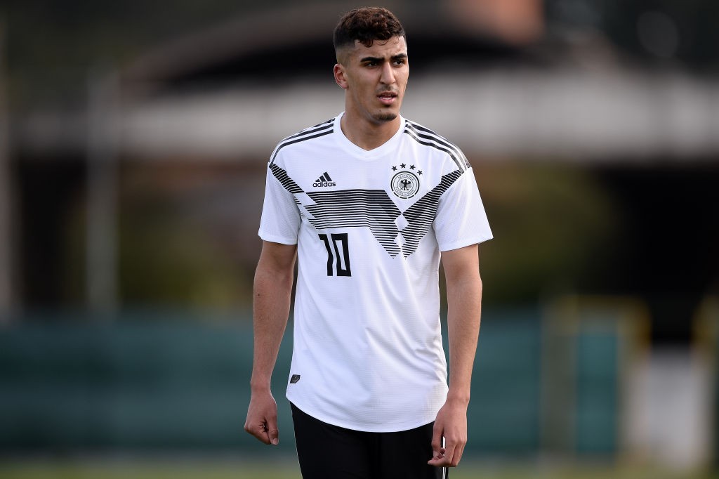COIMBRA, PORTUGAL - MARCH 22: Aymen Barkok of Germany in action during the Under 20 International Friendly match between U20 of Portugal and U20 of Germany at stadium Municipal Sergio Conceicao on March 22, 2018 in Coimbra, Portugal. (Photo by Octavio Passos/Bongarts/Getty Images)
