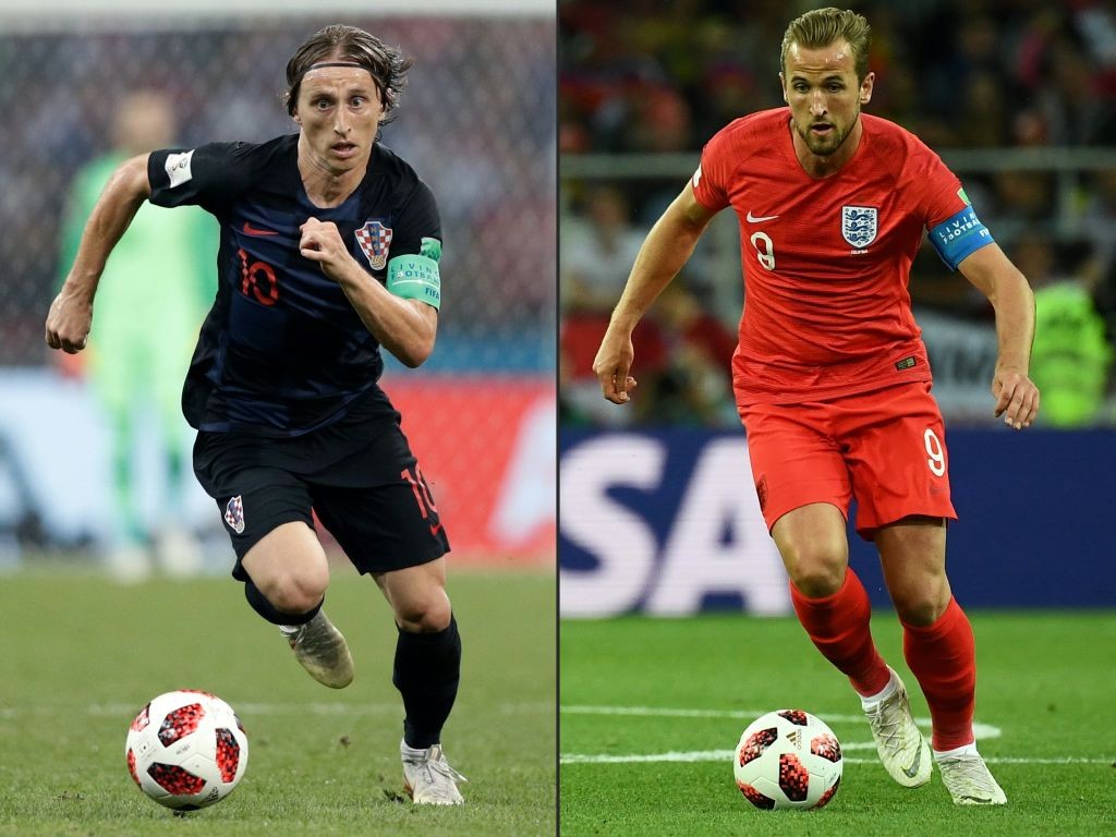 (COMBO) This combination of pictures created on July 09, 2018 shows Croatia's midfielder Luka Modric (L) in Sochi on July 7, 2018, and England's forward Harry Kane (R) in Moscow on July 3, 2018. - Croatia, who have advanced to their first World Cup semi-final since 1998, will face England, who in turn will be playing in their first semi-final since 1990, in Moscow on Wednesday. (Photos by Adrian DENNIS and FRANCK FIFE / AFP) / RESTRICTED TO EDITORIAL USE - NO MOBILE PUSH ALERTS/DOWNLOADS RESTRICTED TO EDITORIAL USE - NO MOBILE PUSH ALERTS/DOWNLOADS (Photo credit should read ADRIAN DENNIS,FRANCK FIFE/AFP/Getty Images)