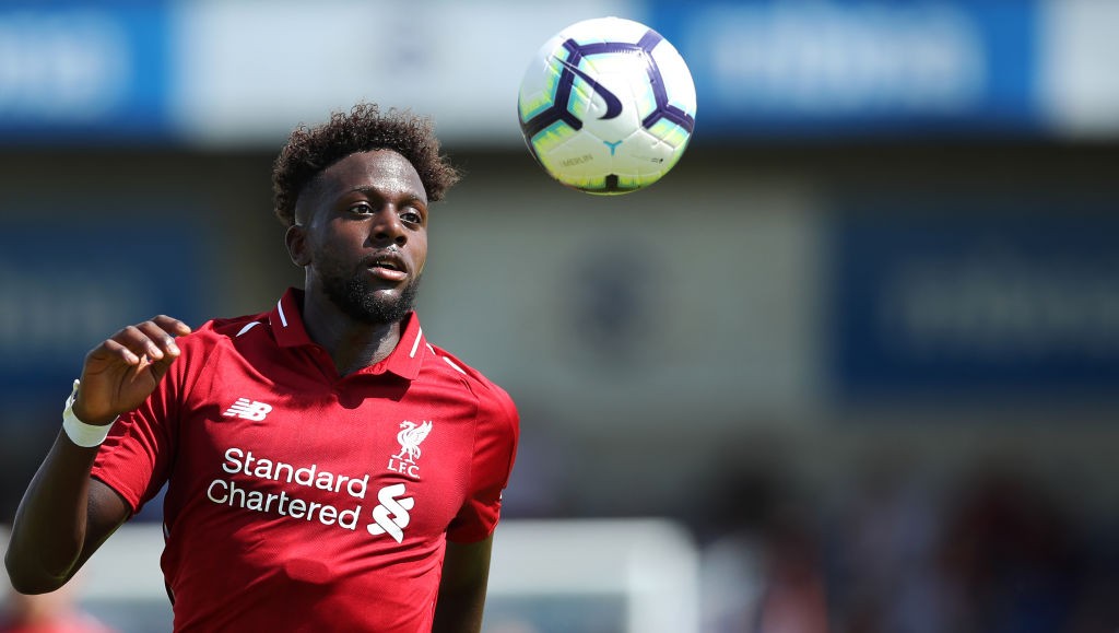 CHESTER, ENGLAND - JULY 07: Divock Origi of Liverpool looks at the ball during the Pre-season friendly between Chester FC and Liverpool on July 7, 2018 in Chester, United Kingdom. (Photo by Lynne Cameron/Getty Images)