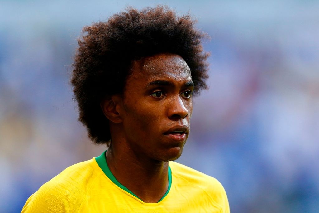 Brazil's forward Willian reacts during the Russia 2018 World Cup round of 16 football match between Brazil and Mexico at the Samara Arena in Samara on July 2, 2018. (Photo by BENJAMIN CREMEL / AFP) / RESTRICTED TO EDITORIAL USE - NO MOBILE PUSH ALERTS/DOWNLOADS (Photo credit should read BENJAMIN CREMEL/AFP/Getty Images)
