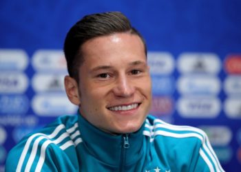 MOSCOW, RUSSIA - JUNE 16: Julian Draxler of Germany looks on during the Press Conference on June 16, 2018 in Moscow, Russia. (Photo by Alexander Hassenstein/Getty Images)