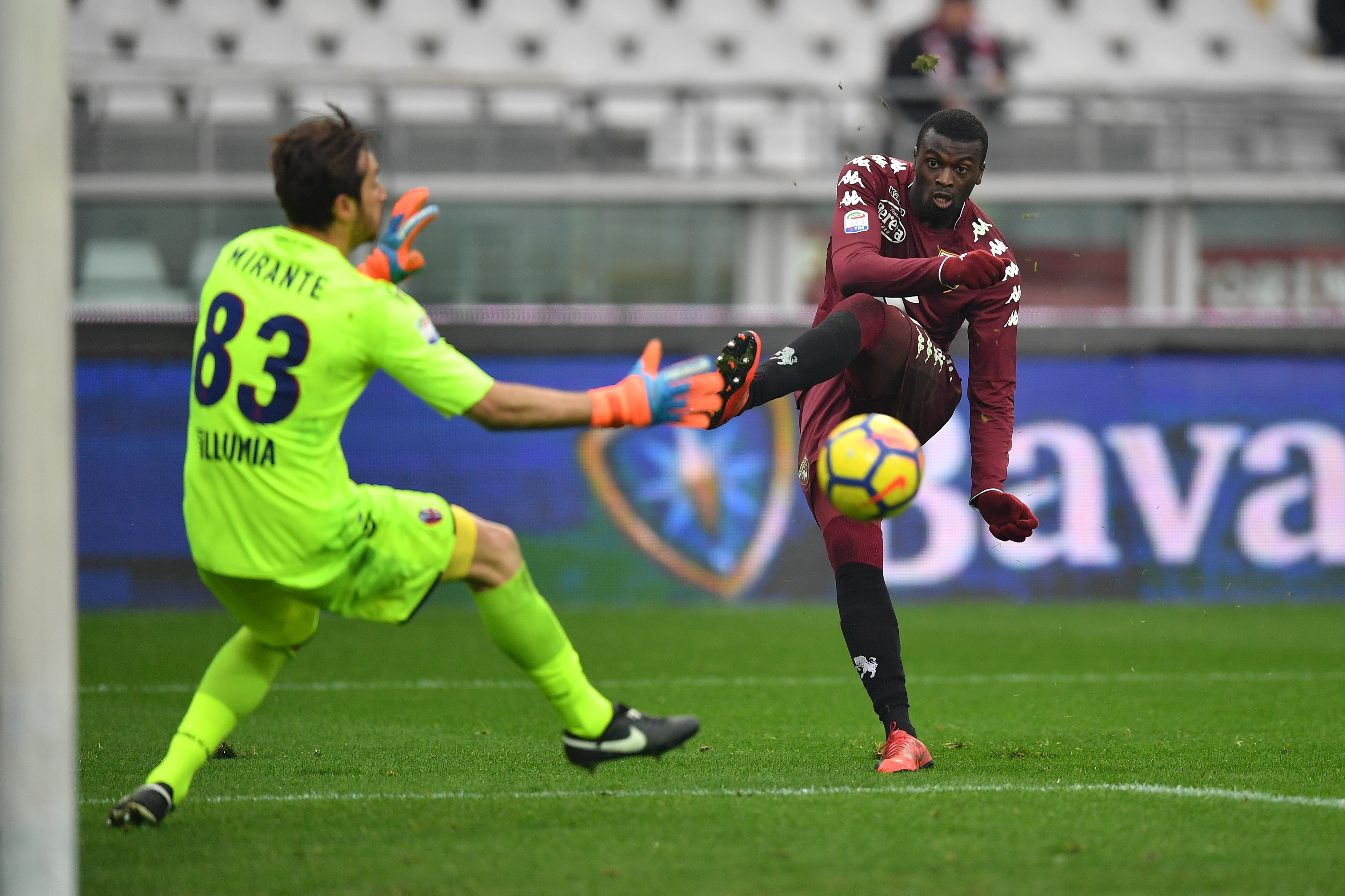 TURIN, ITALY - JANUARY 06:  M Baye Niang of Torino FC scores a goal during the serie A match between Torino FC and Bologna FC at Stadio Olimpico di Torino on January 6, 2018 in Turin, Italy.  (Photo by Valerio Pennicino/Getty Images)