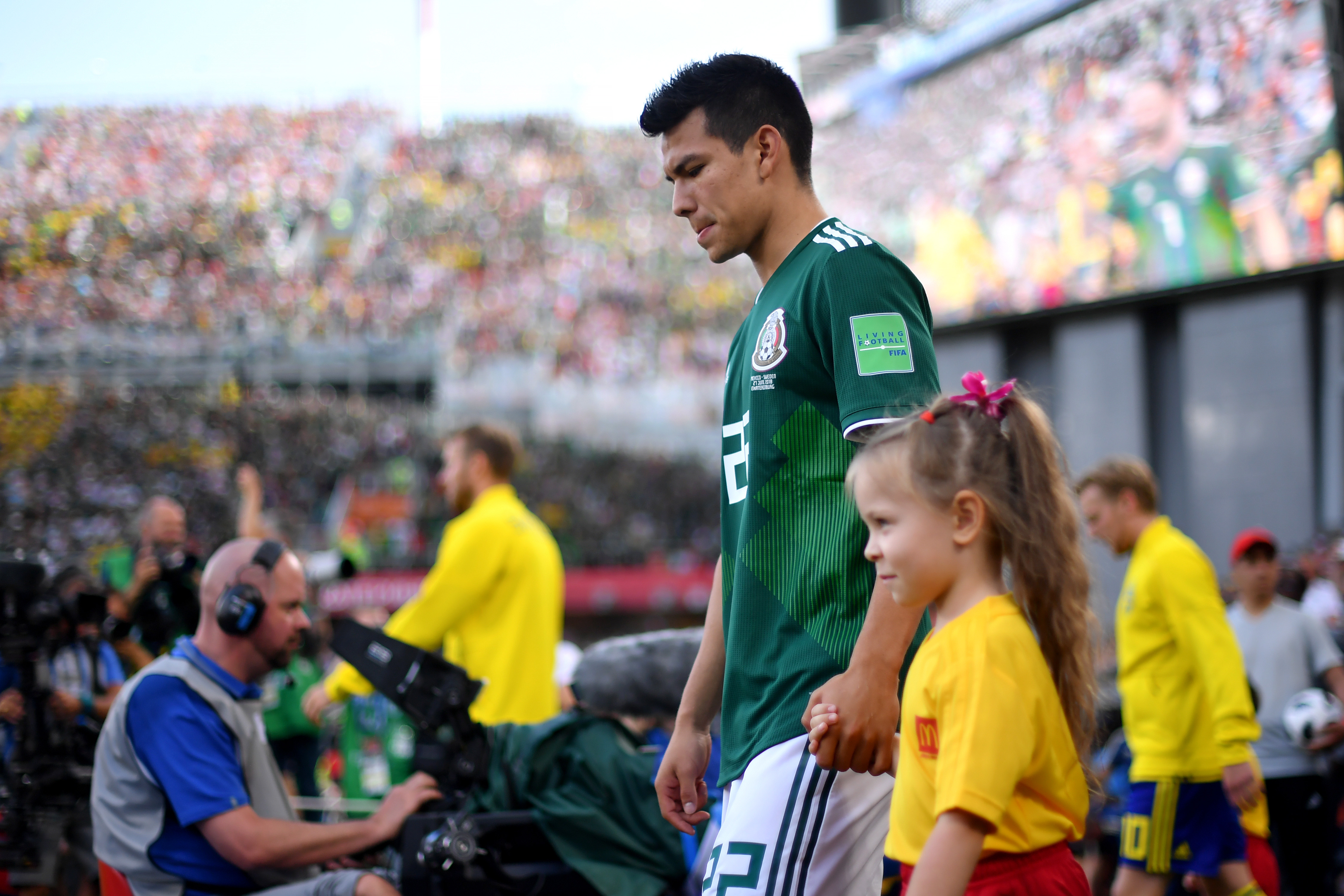 YEKATERINBURG, RUSSIA - JUNE 27:  Hirving Lozano of Mexico walks on the pitch prior to the 2018 FIFA World Cup Russia group F match between Mexico and Sweden at Ekaterinburg Arena on June 27, 2018 in Yekaterinburg, Russia.  (Photo by Hector Vivas/Getty Images)