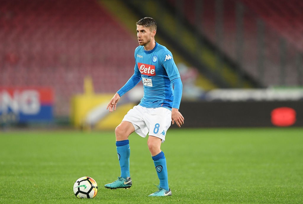 NAPLES, ITALY - MARCH 18: Jorginho of SSC Napoli drives the ball during the serie A match between SSC Napoli v Genoa CFC at Stadio San Paolo on March 18, 2018 in Naples, Italy. (Photo by Francesco Pecoraro/Getty Images)