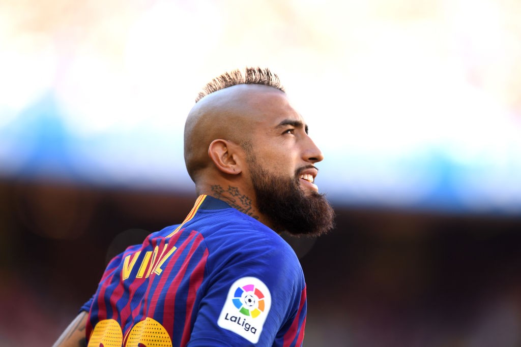 BARCELONA, SPAIN - AUGUST 15: Arturo Vidal of Barcelona looks on ahead of the Joan Gamper Trophy between FC Barcelona and Boca Juniors at Camp Nou on August 15, 2018 in Barcelona, Spain. (Photo by David Ramos/Getty Images)