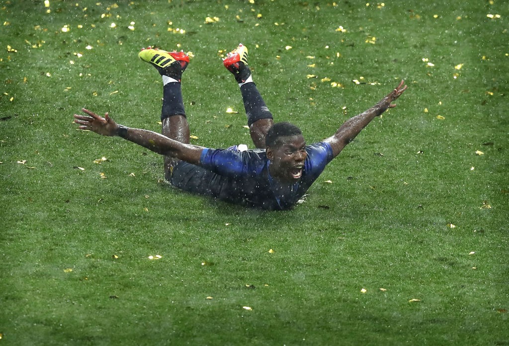 MOSCOW, RUSSIA - JULY 15: Paul Pogba of France celebrates victory following the 2018 FIFA World Cup Final between France and Croatia at Luzhniki Stadium on July 15, 2018 in Moscow, Russia. (Photo by Ryan Pierse/Getty Images)