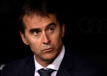 Real Madrid's Spanish coach Julen Lopetegui attends the Spanish League football match between Real Madrid and Getafe at the Santiago Bernabeu stadium in Madrid on August 19, 2018. (Photo by JAVIER SORIANO / AFP)        (Photo credit should read JAVIER SORIANO/AFP/Getty Images)