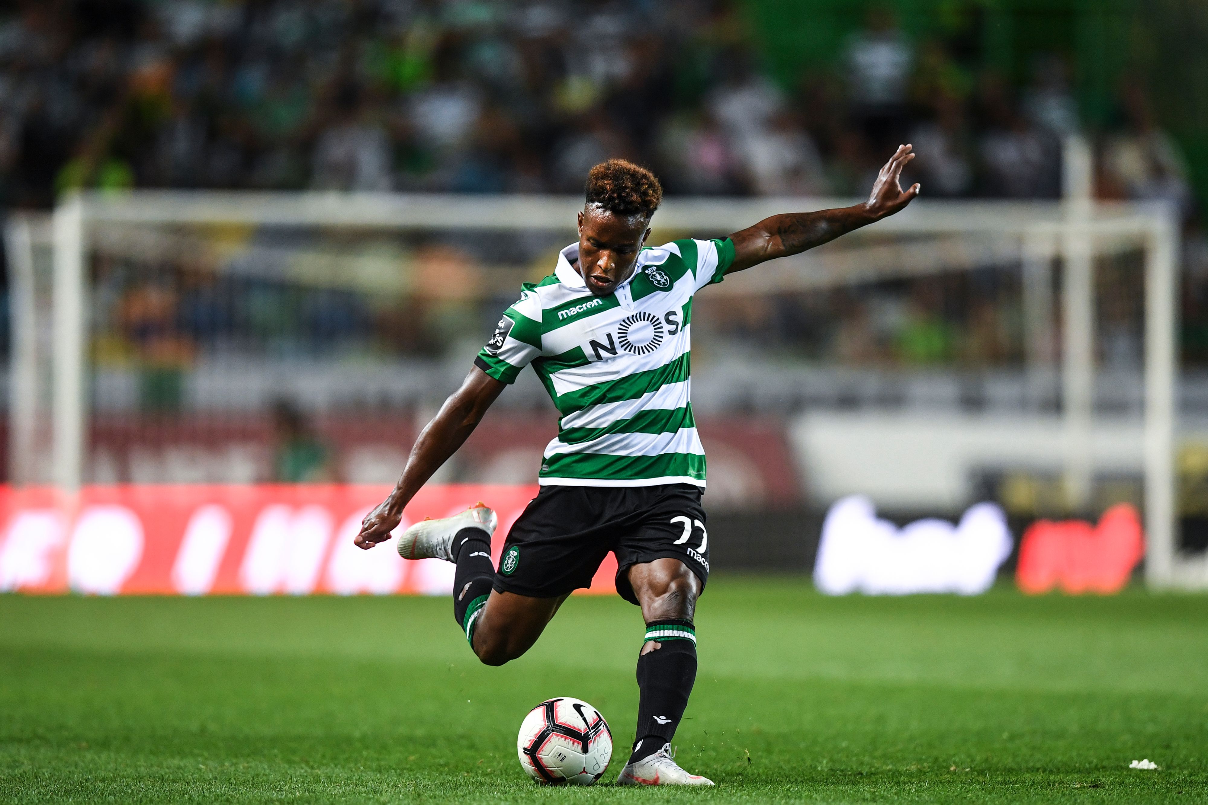 Sporting's Cape Verdean Jovane Cabral kicks the ball during the Portuguese league football match Sporting CP vs Feirense at the Alvalade stadium in Lisbon on September 1, 2018. (Photo by PATRICIA DE MELO MOREIRA / AFP)        (Photo credit should read PATRICIA DE MELO MOREIRA/AFP/Getty Images)