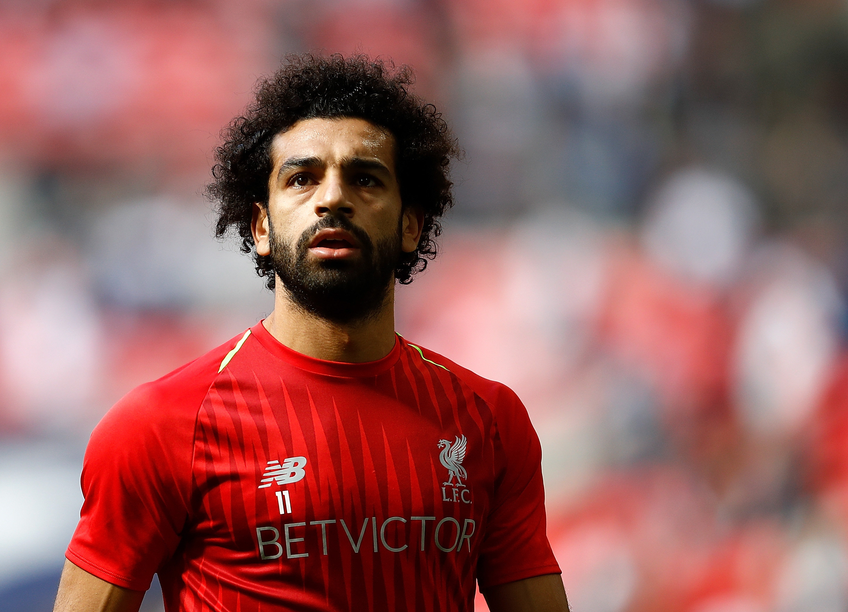 LONDON, ENGLAND - SEPTEMBER 15:  Mohamed Salah of Liverpool looks on during the Premier League match between Tottenham Hotspur and Liverpool FC at Wembley Stadium on September 15, 2018 in London, United Kingdom.  (Photo by Julian Finney/Getty Images)