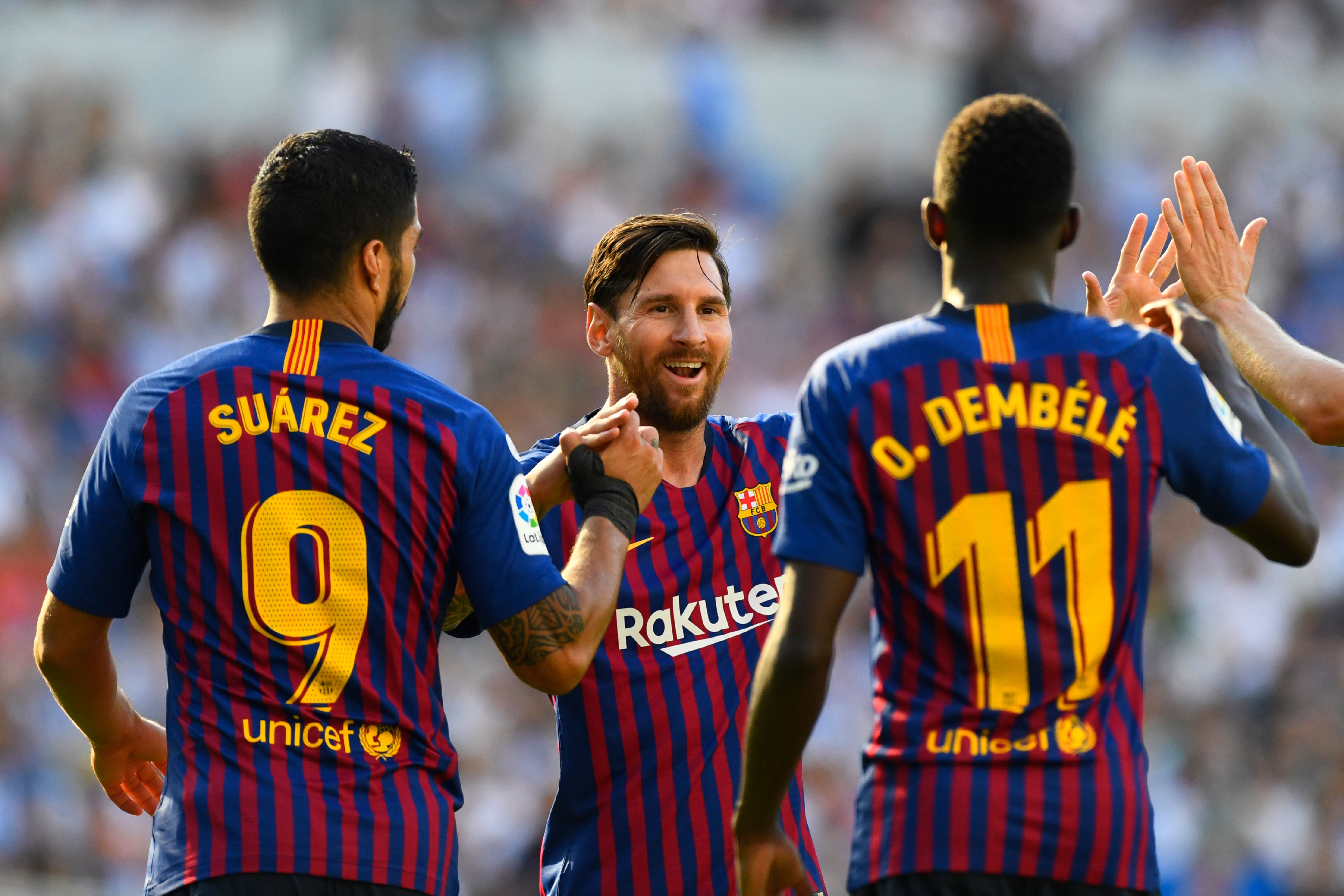 Suarez and Dembele scored, while Messi had an off day (Photo by GABRIEL BOUYS/AFP/Getty Images)