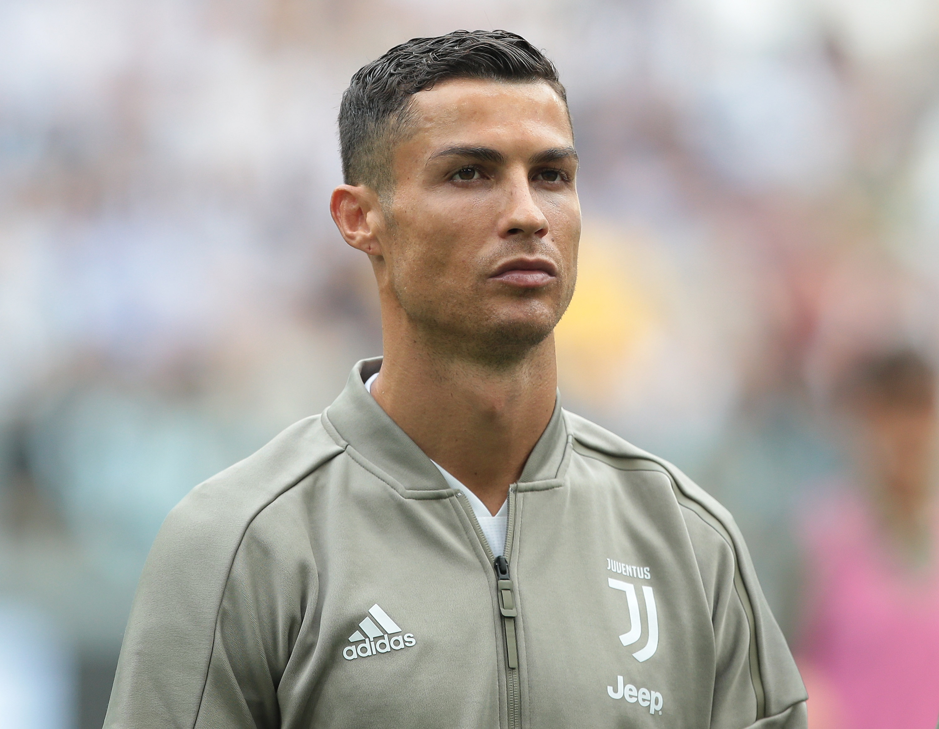 TURIN, ITALY - SEPTEMBER 16:  Cristiano Ronaldo of Juventus FC looks on prior to the serie A match between Juventus and US Sassuolo at Allianz Stadium on September 16, 2018 in Turin, Italy.  (Photo by Emilio Andreoli/Getty Images)