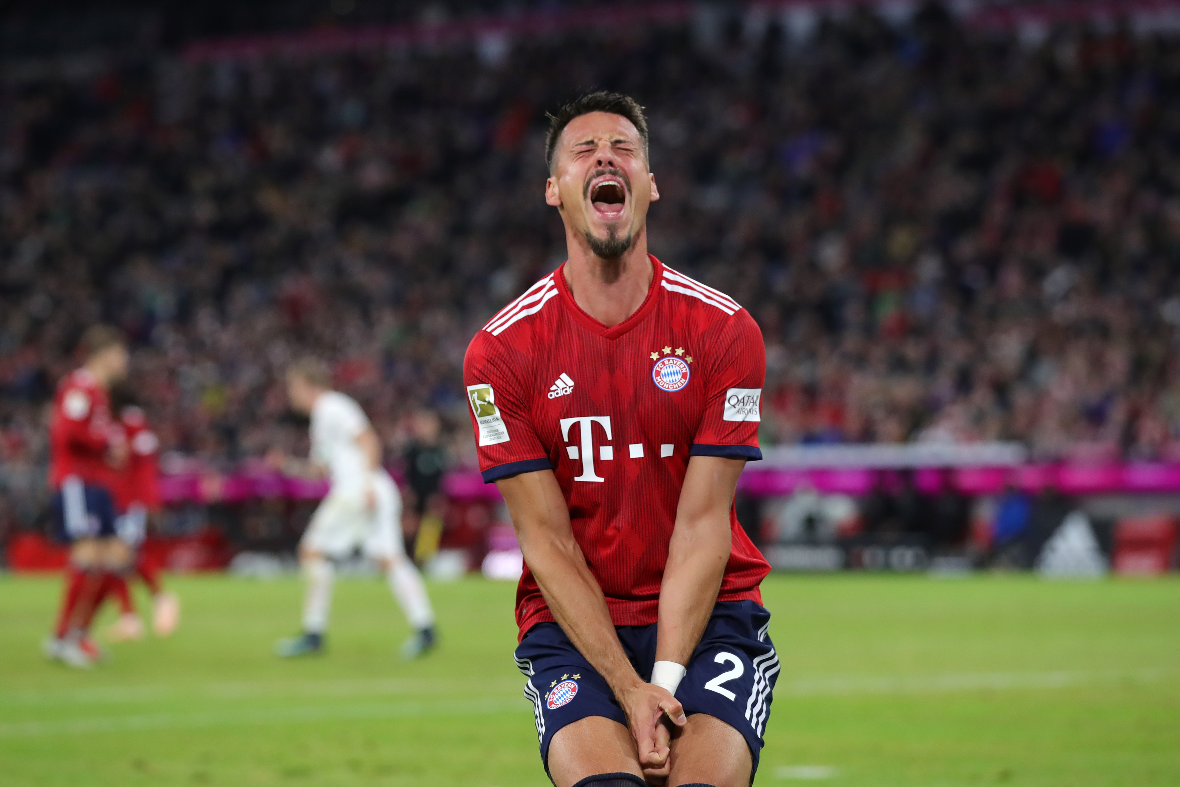 MUNICH, GERMANY - SEPTEMBER 25:  Sandro Wagner of Bayern Munich reacts during the Bundesliga match between FC Bayern Muenchen and FC Augsburg at Allianz Arena on September 25, 2018 in Munich, Germany.  (Photo by Alexander Hassenstein/Bongarts/Getty Images)