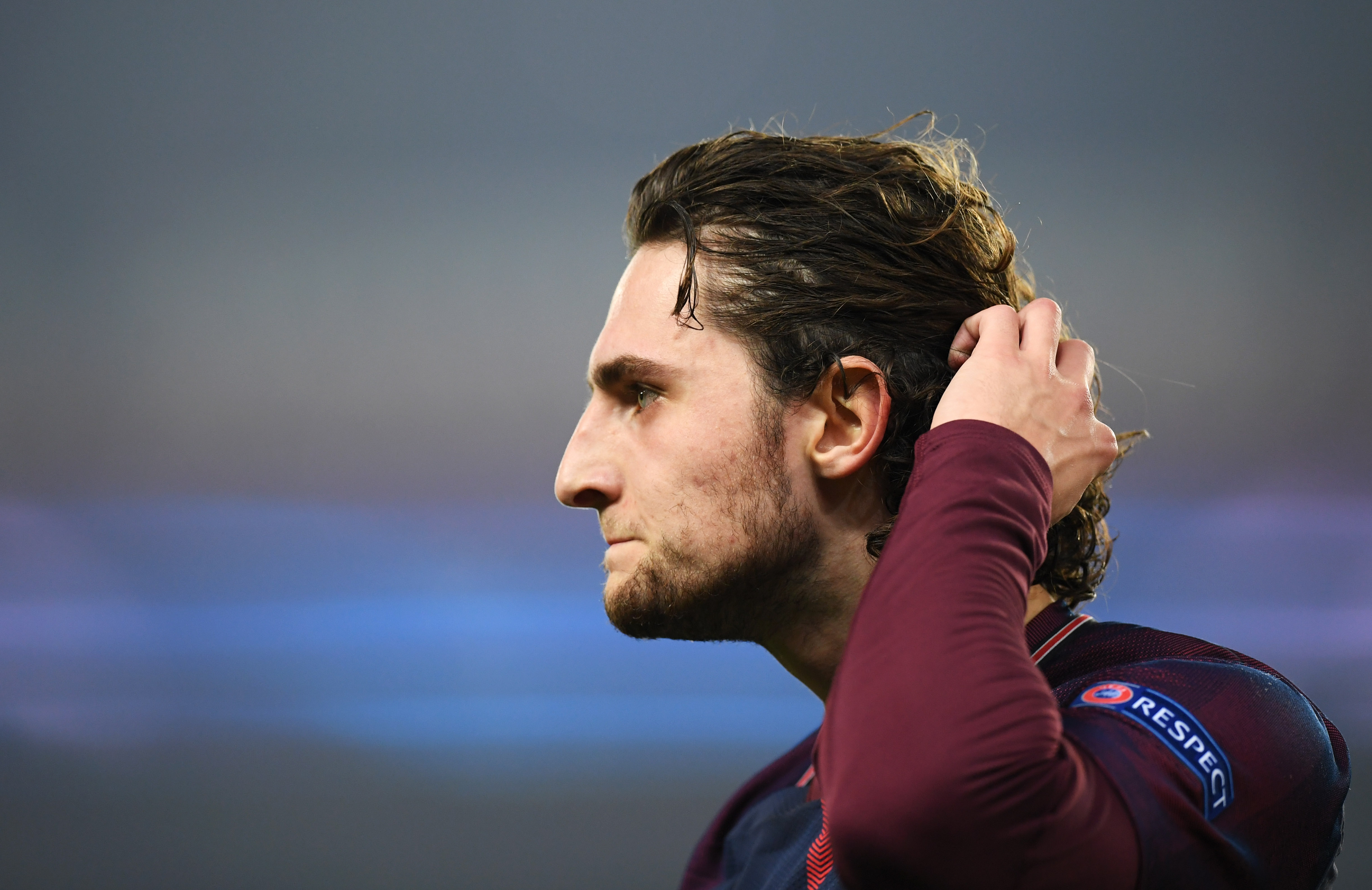PARIS, FRANCE - MARCH 06:  Adrien Rabiot of PSG  looks dejected in defeat after the UEFA Champions League Round of 16 Second Leg match between Paris Saint-Germain and Real Madrid at Parc des Princes on March 6, 2018 in Paris, France.  (Photo by Matthias Hangst/Getty Images)