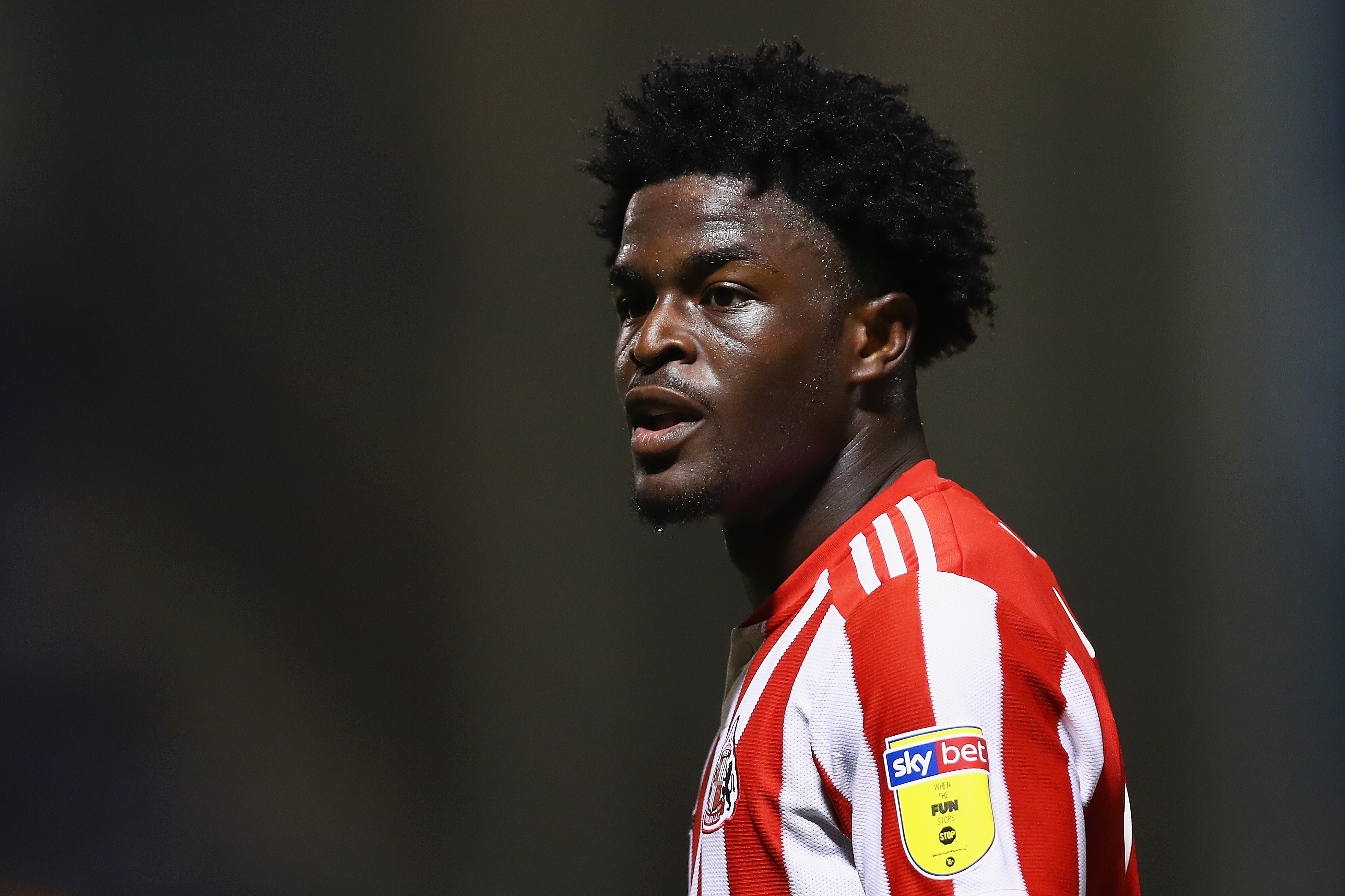 GILLINGHAM, UNITED KINGDOM - AUGUST 22:    Josh Maja of Sunderland looks on during the Sky Bet League One match between Gillingham and Sunderland at Priestfield Stadium on August 22, 2018 in Gillingham, United Kingdom.  (Photo by Naomi Baker/Getty Images)