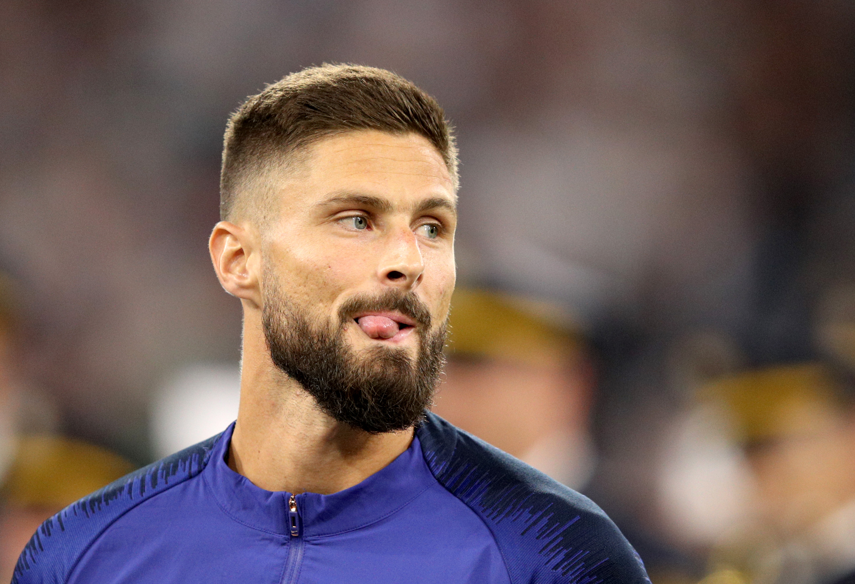 MUNICH, GERMANY - SEPTEMBER 06: Olivier Giroud of France looks on prior to the UEFA Nations League Group A match between Germany and France at Allianz Arena on September 6, 2018 in Munich, Germany.  (Photo by Adam Pretty/Bongarts/Getty Images)