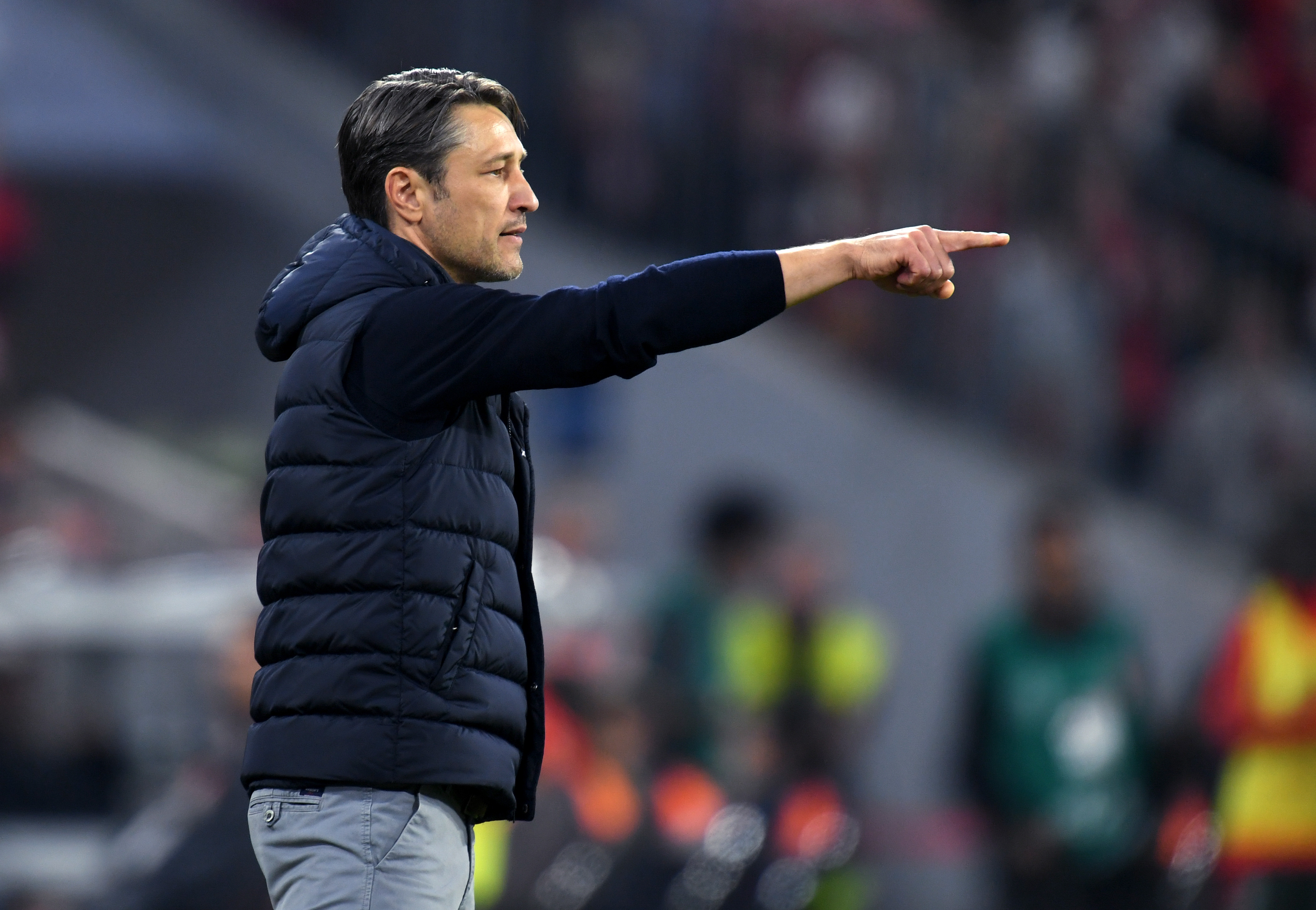 Bayern Munich's Croatian headcoach Niko Kovac gestures during the German first division Bundesliga football match FC Bayern Munich vs Borussia Moenchengladbach in Munich, southern Germany, on October 6, 2018. (Photo by Christof STACHE / AFP) / RESTRICTIONS: DFL REGULATIONS PROHIBIT ANY USE OF PHOTOGRAPHS AS IMAGE SEQUENCES AND/OR QUASI-VIDEO        (Photo credit should read CHRISTOF STACHE/AFP/Getty Images)