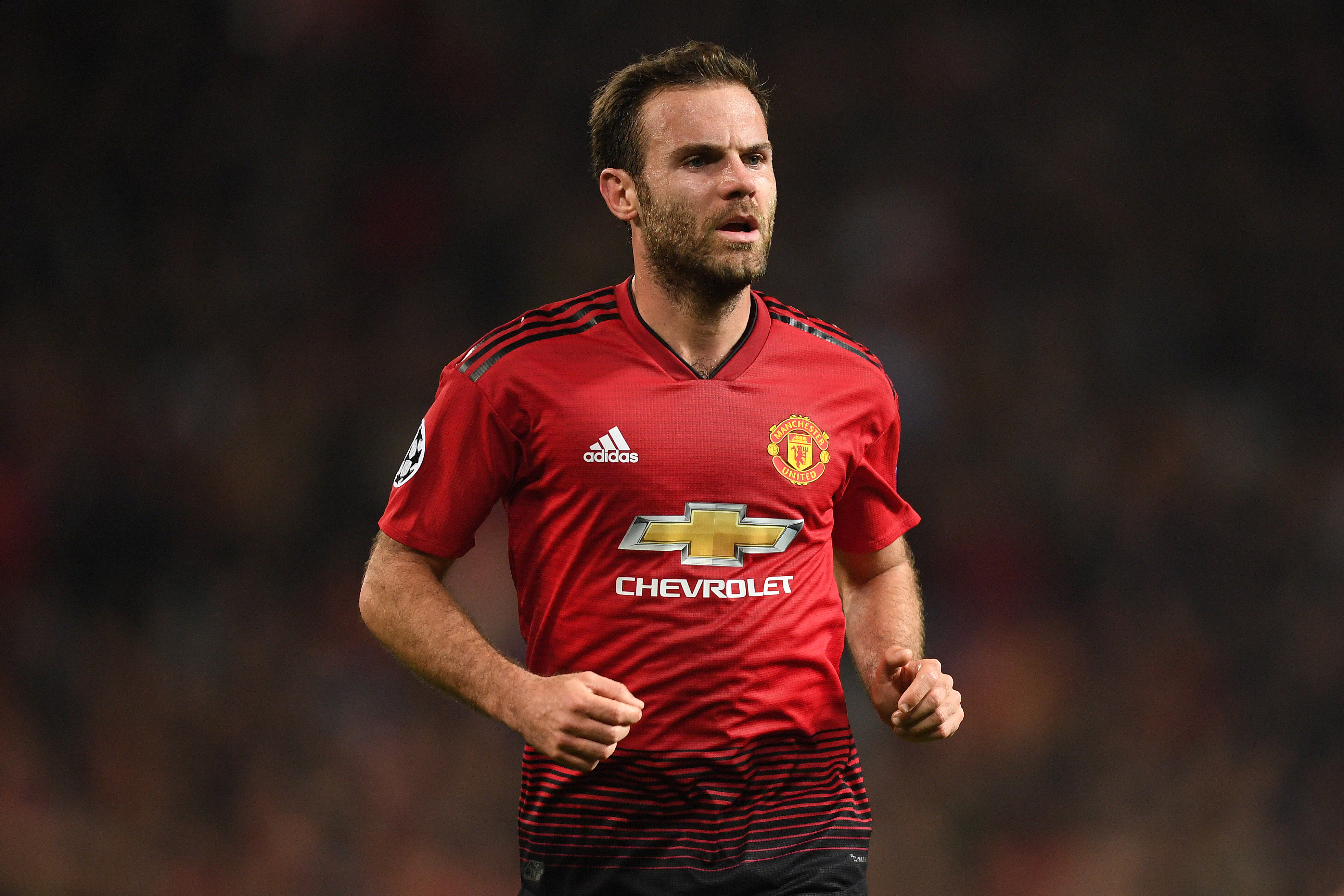 MANCHESTER, ENGLAND - OCTOBER 23:  Juan Mata of Manchester United looks on during the Group H match of the UEFA Champions League between Manchester United and Juventus at Old Trafford on October 23, 2018 in Manchester, United Kingdom.  (Photo by Michael Regan/Getty Images)