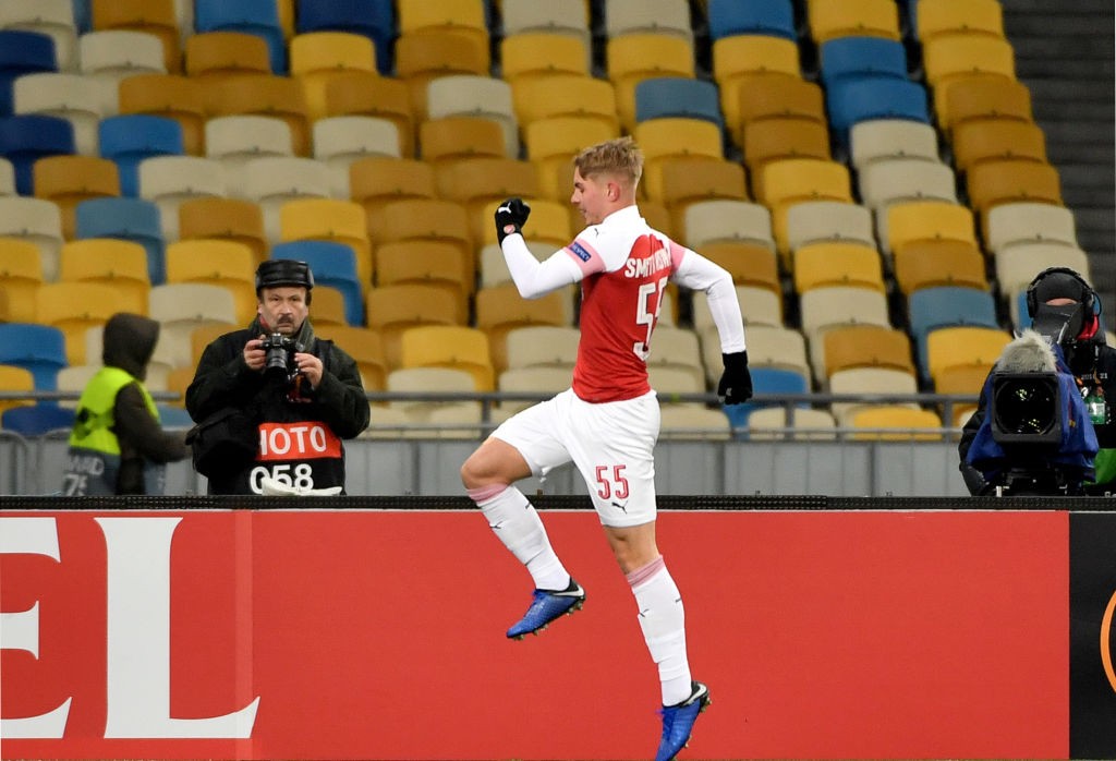 Emile Smith Rowe is a doubt owing to a knock. (Photo by Sergei Supinsky/AFP/Getty)