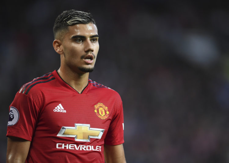 MANCHESTER, ENGLAND - AUGUST 10:  Andreas Pereira of Manchester United looks on during the Premier League match between Manchester United and Leicester City at Old Trafford on August 10, 2018 in Manchester, United Kingdom.  (Photo by Michael Regan/Getty Images)