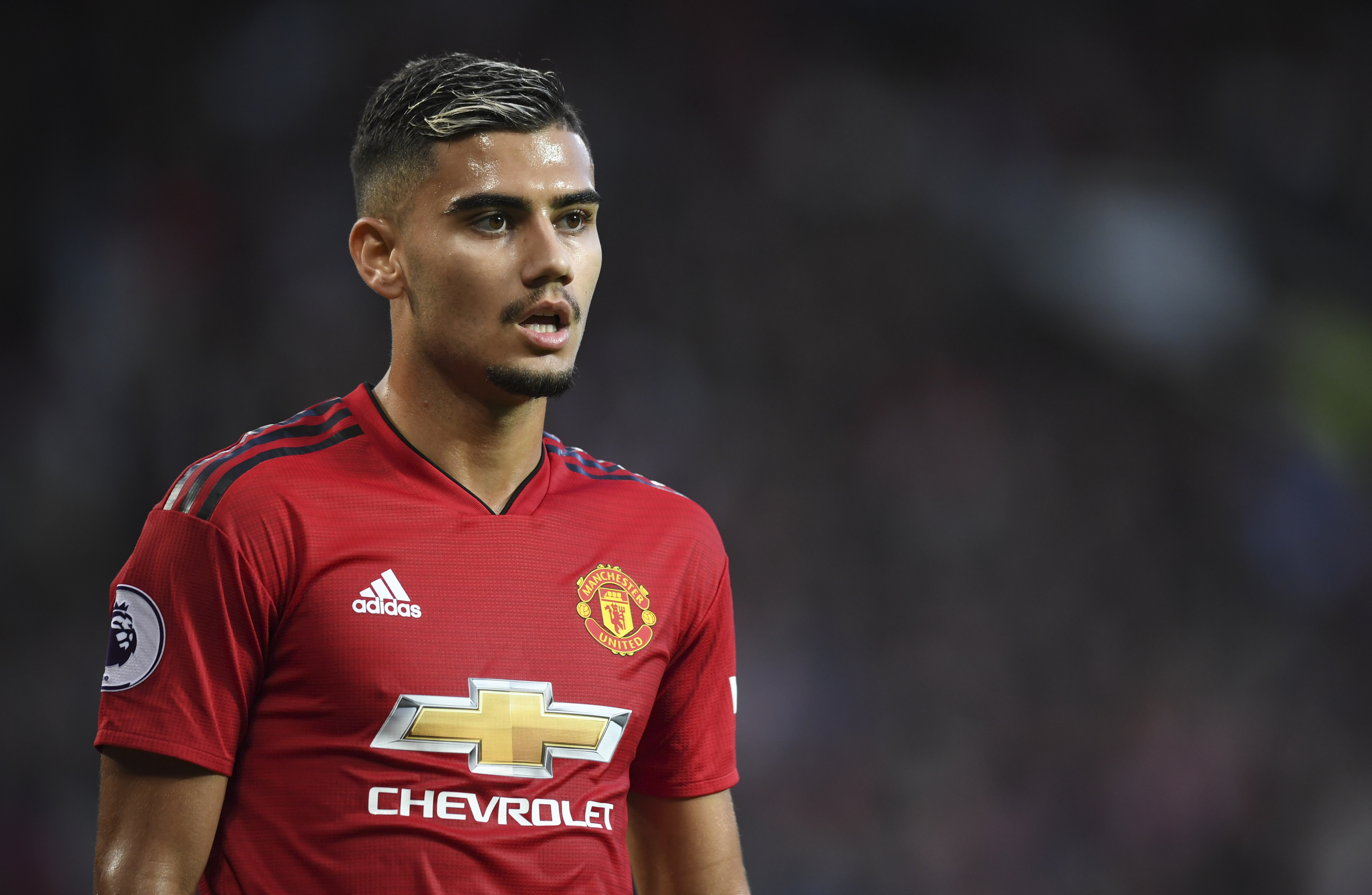 MANCHESTER, ENGLAND - AUGUST 10:  Andreas Pereira of Manchester United looks on during the Premier League match between Manchester United and Leicester City at Old Trafford on August 10, 2018 in Manchester, United Kingdom.  (Photo by Michael Regan/Getty Images)