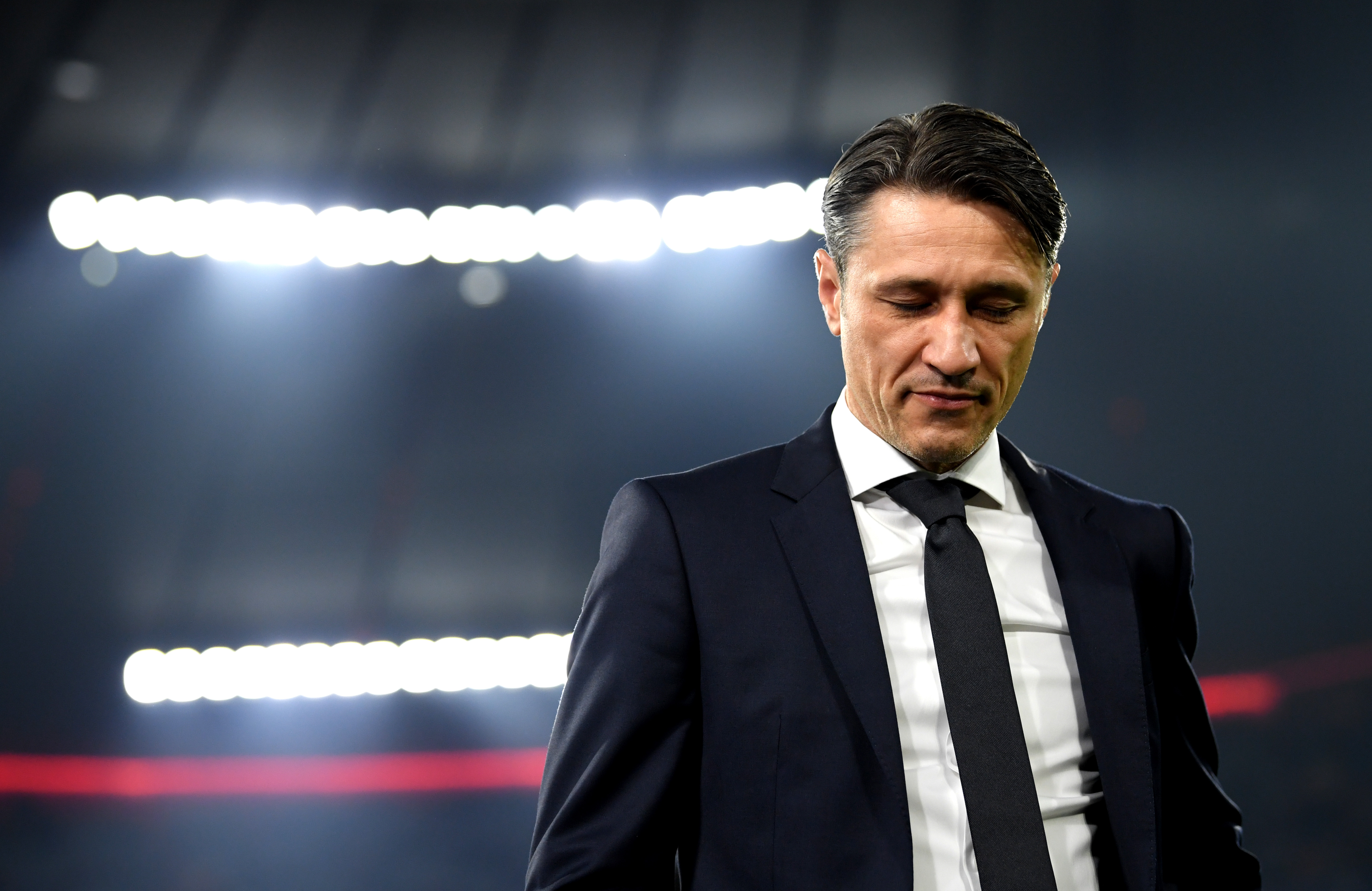 MUNICH, GERMANY - NOVEMBER 07:  Niko Kovac, Manager of Bayern Munich looks on prior to the UEFA Champions League Group E match of the  between FC Bayern Muenchen and AEK Athens at Fussball Arena Muenchen on November 7, 2018 in Munich, Germany.  (Photo by Matthias Hangst/Bongarts/Getty Images)