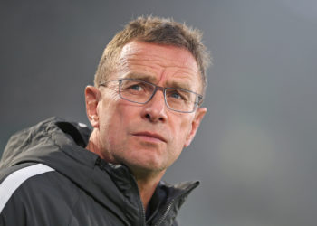 WOLFSBURG, GERMANY - NOVEMBER 24: Ralf Rangnick, head coach and sports director of RB Leipzig looks on prior to the Bundesliga match between VfL Wolfsburg and RB Leipzig at Volkswagen Arena on November 24, 2018 in Wolfsburg, Germany. (Photo by Cathrin Mueller/Bongarts/Getty Images)
