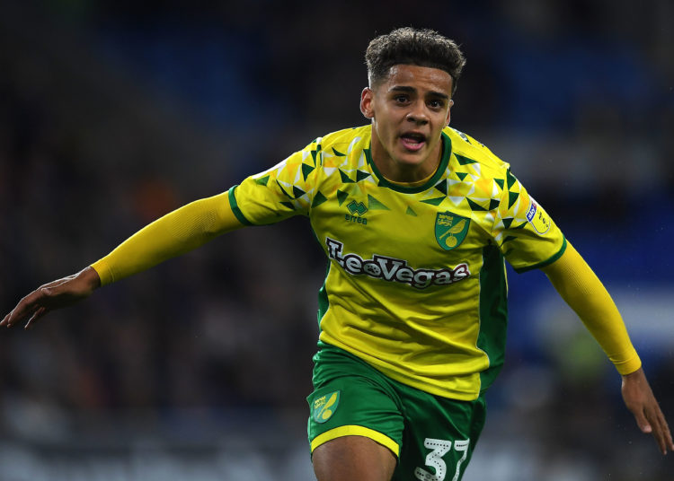 CARDIFF, WALES - AUGUST 28: Max Aarons of Norwich City celebrates after scoring his sides third goal during the Carabao Cup Second Round match between Cardiff City and Norwich City at the Cardiff City Stadium on August 28, 2018 in Cardiff, Wales. (Photo by Harry Trump/Getty Images)